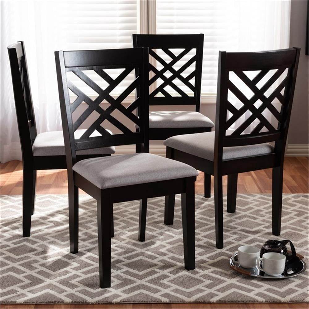 Baxton Studio Caron Fabric and Wood Dining Chairs in Gray and Brown (Set of 4) - Image 4