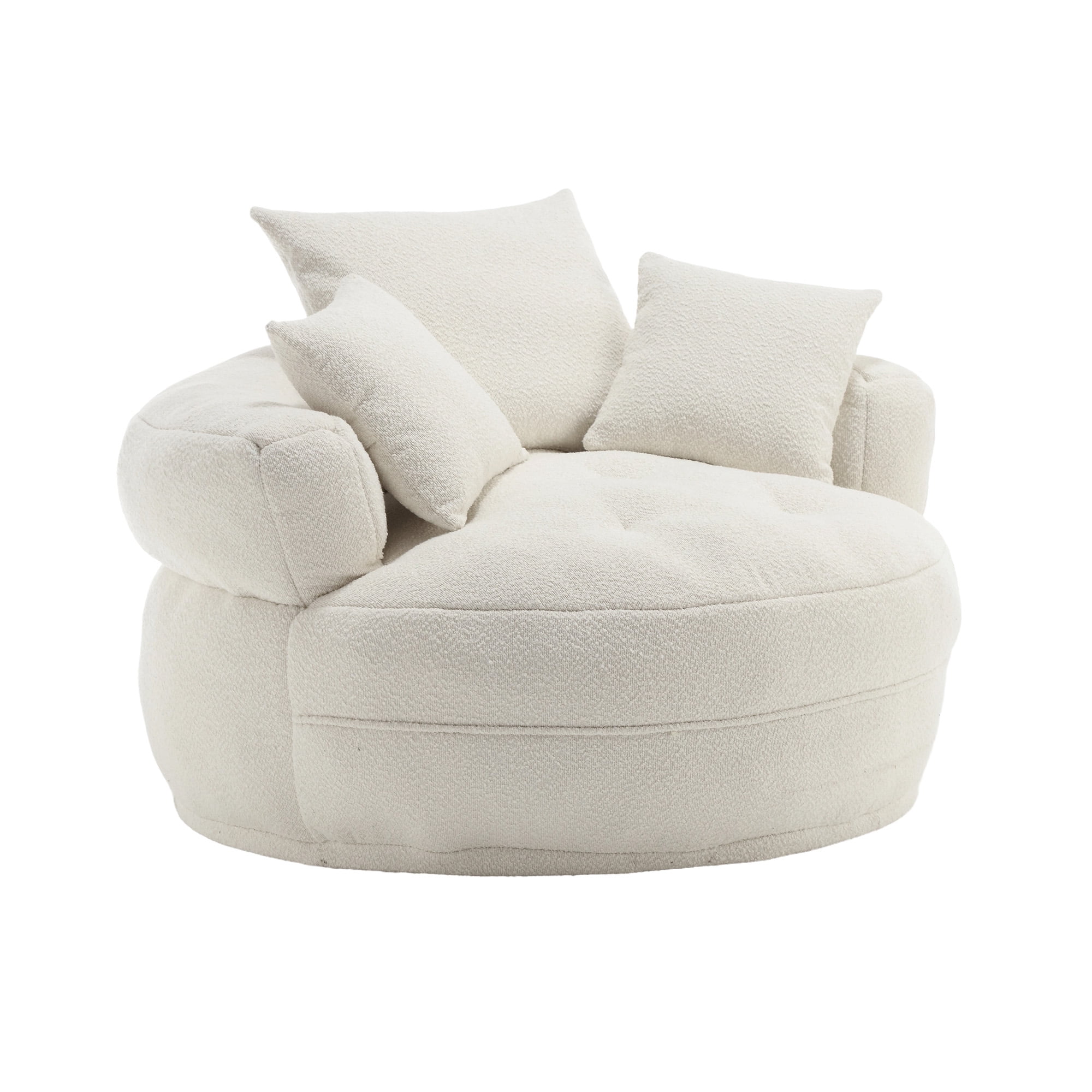 MOONMISS Beige Round Accent Chair with Tufted Seat - Image 2