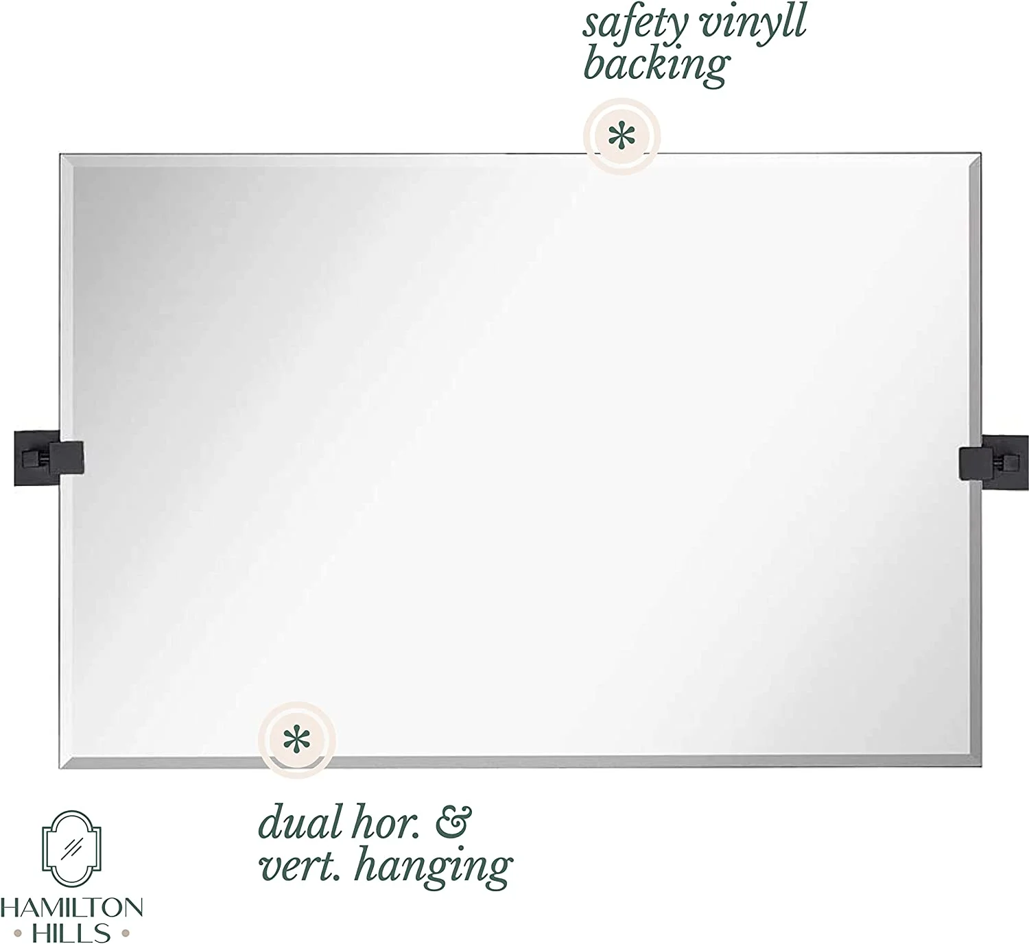 Hamilton Hills 20" X 30" Rectangle Square Black Pivot - Image 2