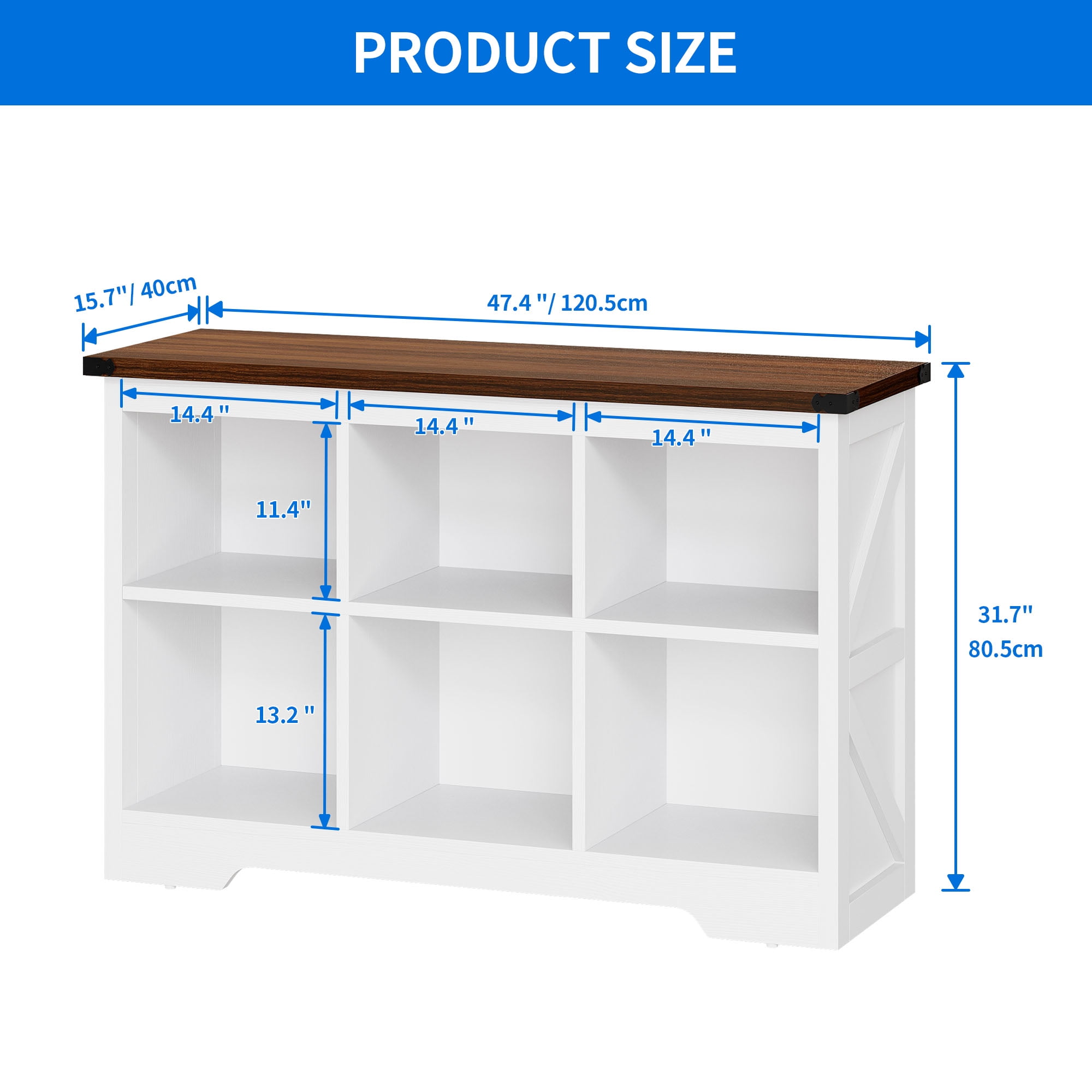 Uforic 6 Cube Organizer Bookcase, Farmhouse Cubby Bookshelf , Horizontal Open Shelf for Living Room, Bedroom, Home Office, White - Image 10