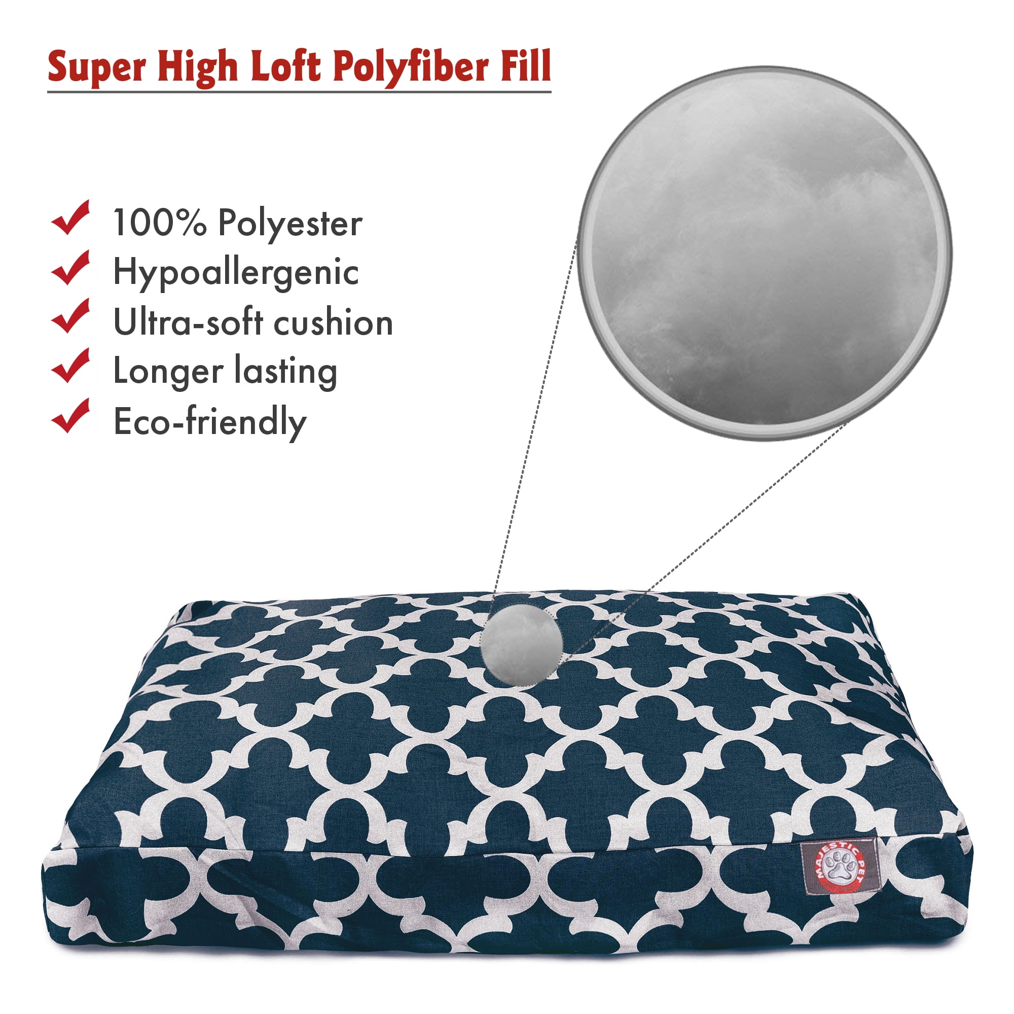 Majestic Pet | Trellis Rectangle Pet Bed For Dogs, Removable Cover, Navy, Small - Image 6