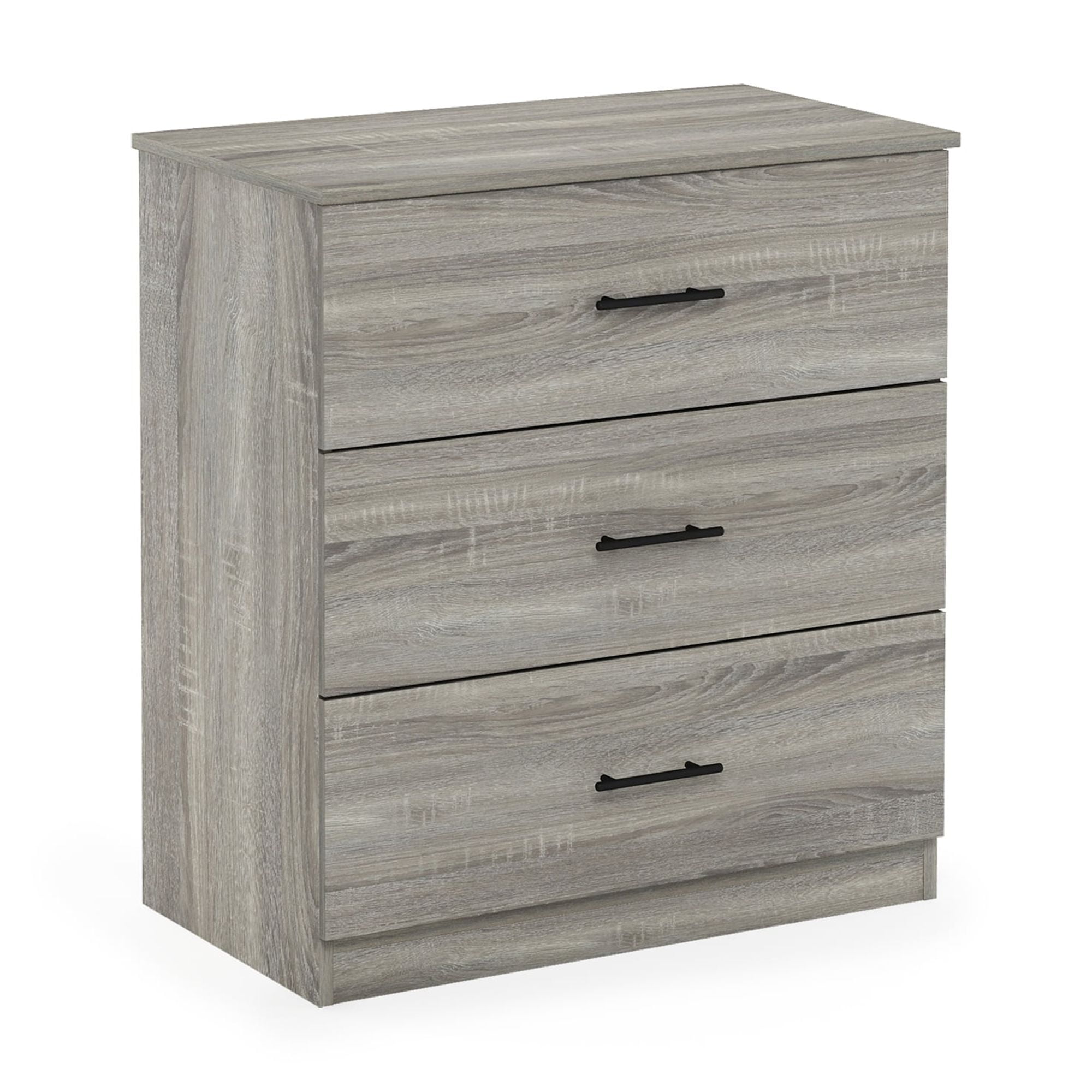 Furinno Tidur Simple Design 3-Drawer Dresser with Handle, French Oak Grey - Image 4
