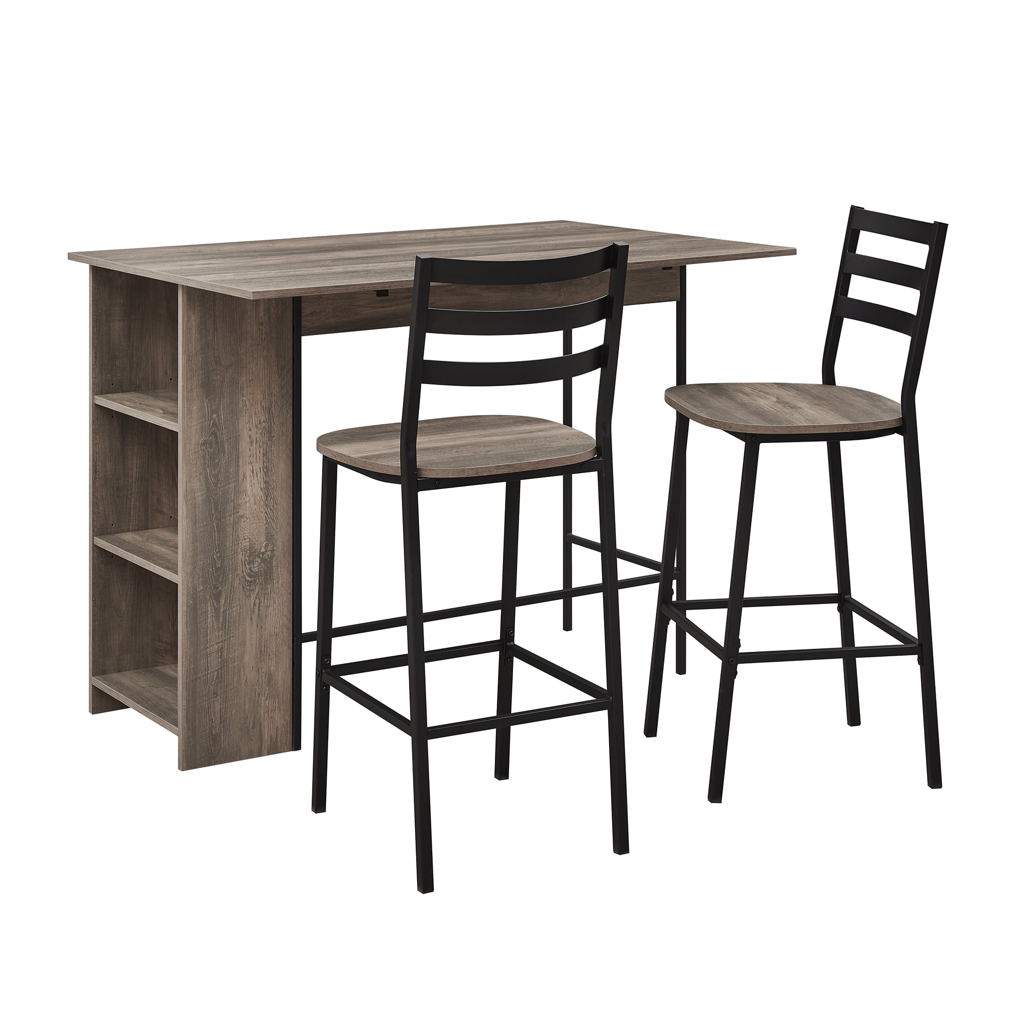 Walker Edison 3 - Piece Drop Leaf Grey Wash Counter Height Dining Set - Image 4