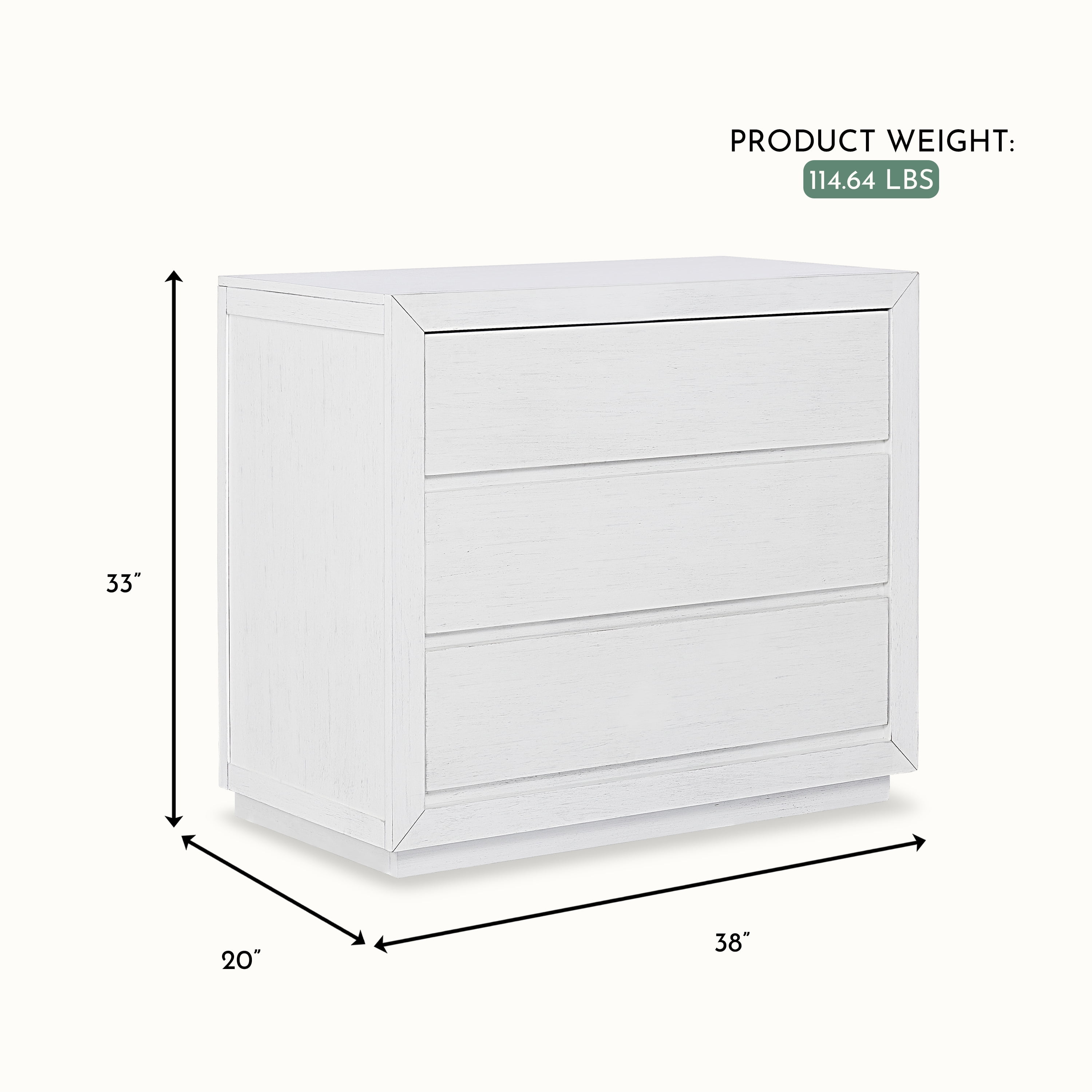 Evolur Maddox 3 Drawer Chest, Weathered White - Image 5