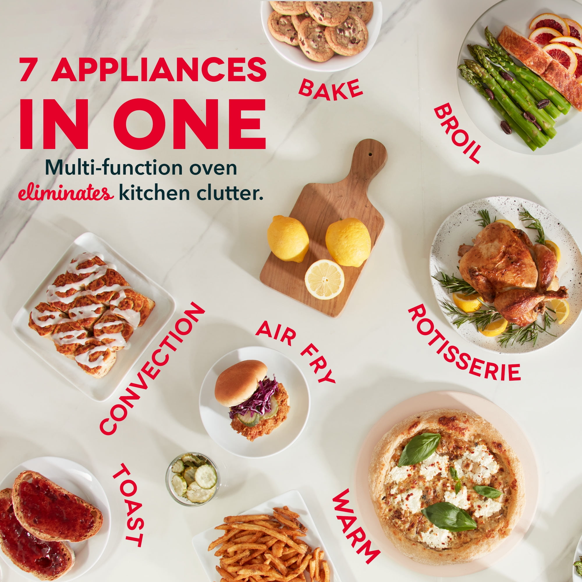 Dash Chef Series 7 in 1 Convection Air Fryer Oven With Non-Stick Fry Basket, Baking Pan & Rack, 23L, 1500 Watt - Image 6