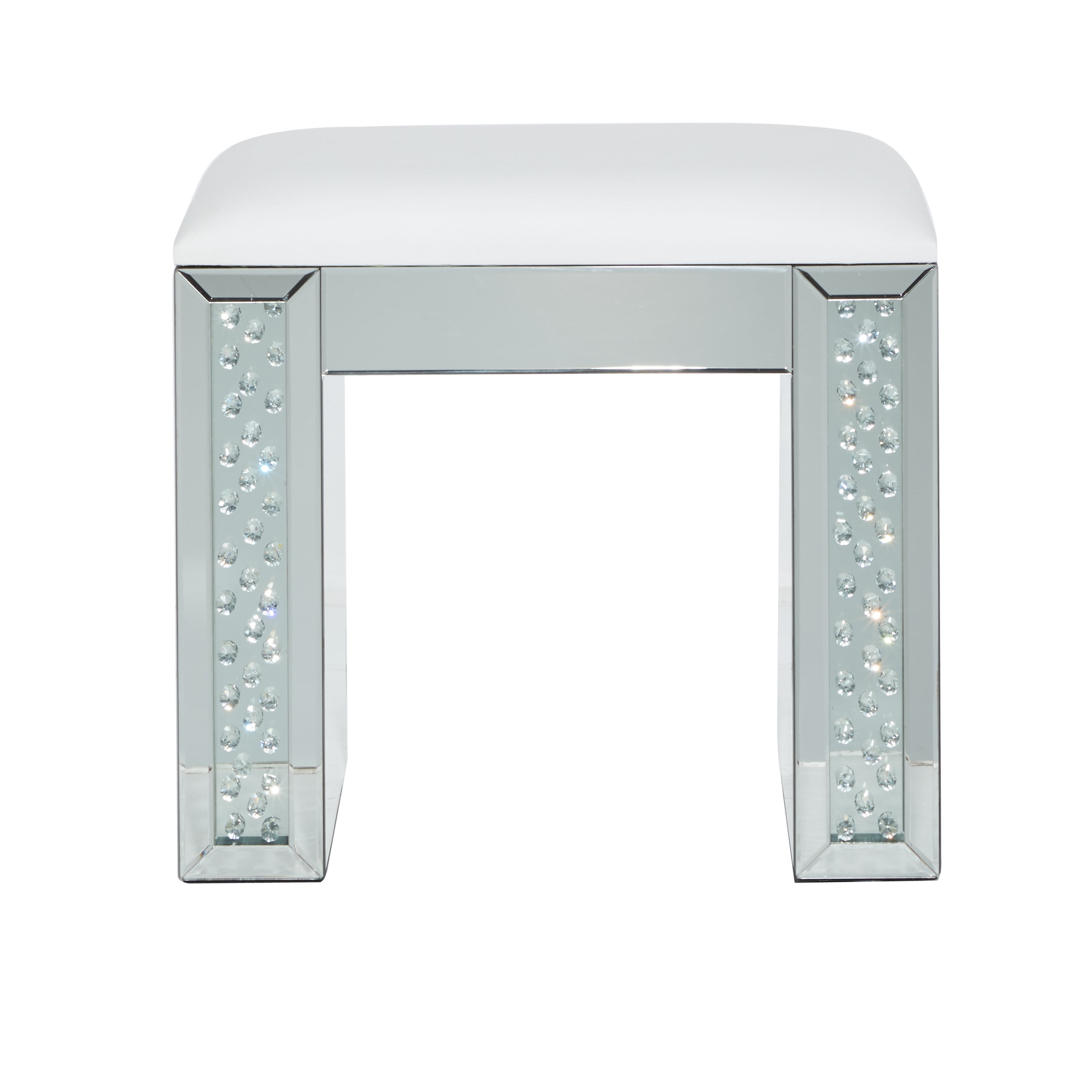 DecMode 15"W, 21"H Wood Glam Stool, Silver, 1-Piece - Image 2