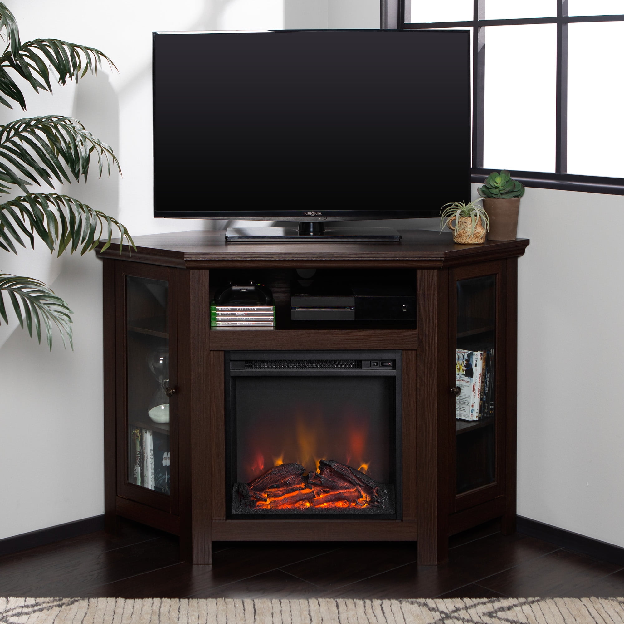 Walker Edison Espresso Corner Fireplace TV Stand for TVs up to 50" - Image 6