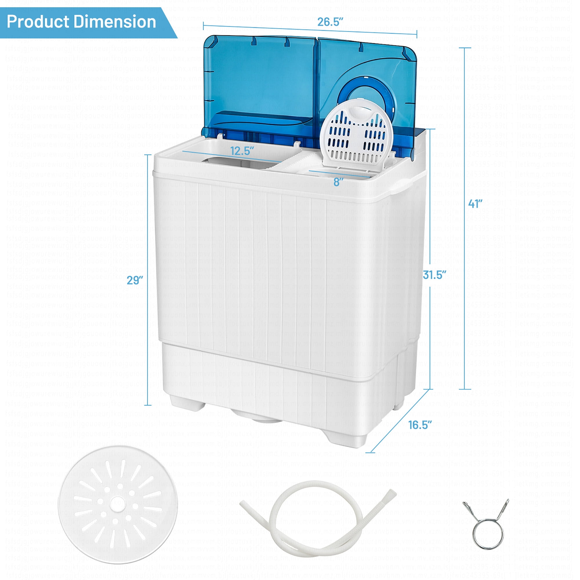 Costway 26lbs Portable Semi-automatic Washing Machine W/Built-in Drain Pump Blue - Image 2