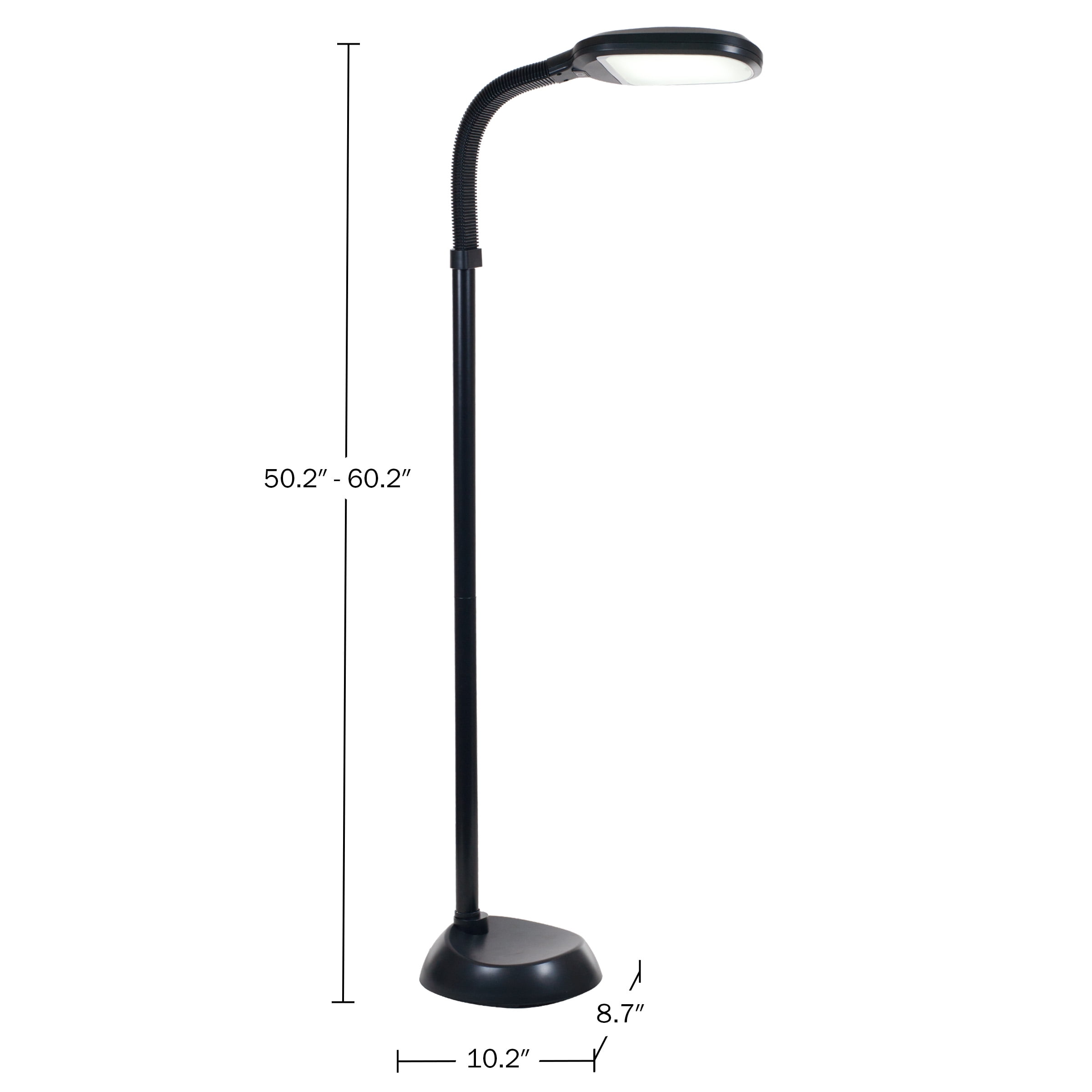 Lavish Home Adjustable LED Floor Lamp with Bendable Neck - Natural Sunlight LED Lamp for Bedroom and Living Room (Black) - Image 6