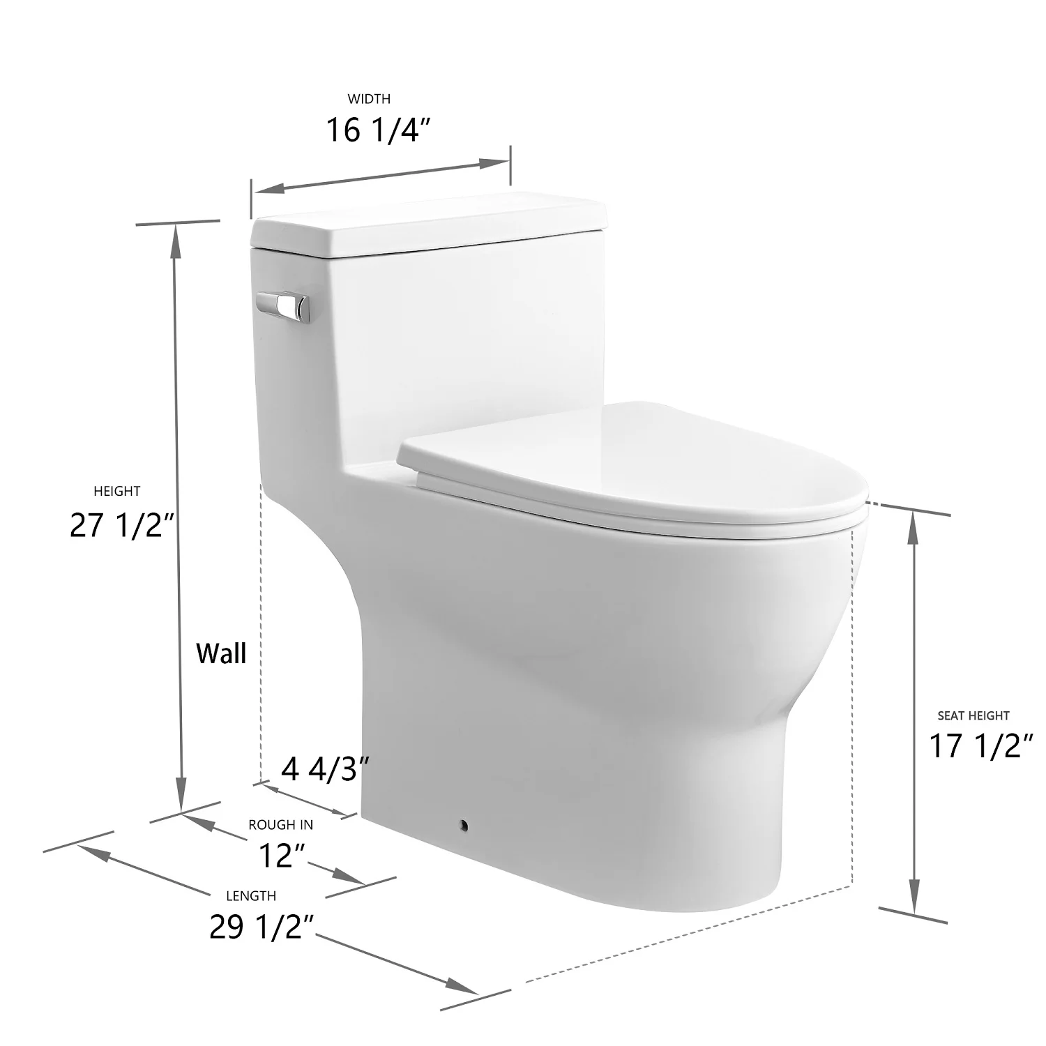 DeerValley DV-1F52626W ADA One-Piece Toilet Left Handle 1.28 GPF Water Efficient Elongated Comfort Seat Height - Image 9