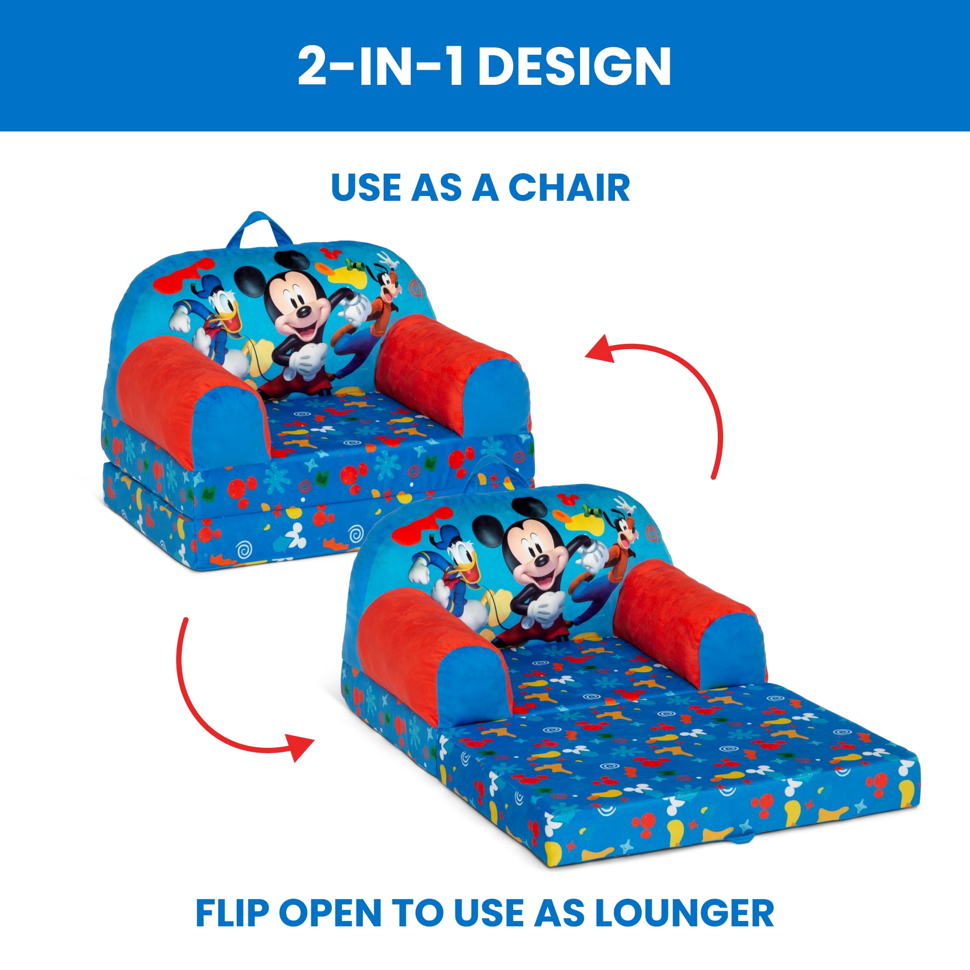 Mickey Mouse Cozee Buddy Flip-Out Chair by Delta Children, Blue - Image 2