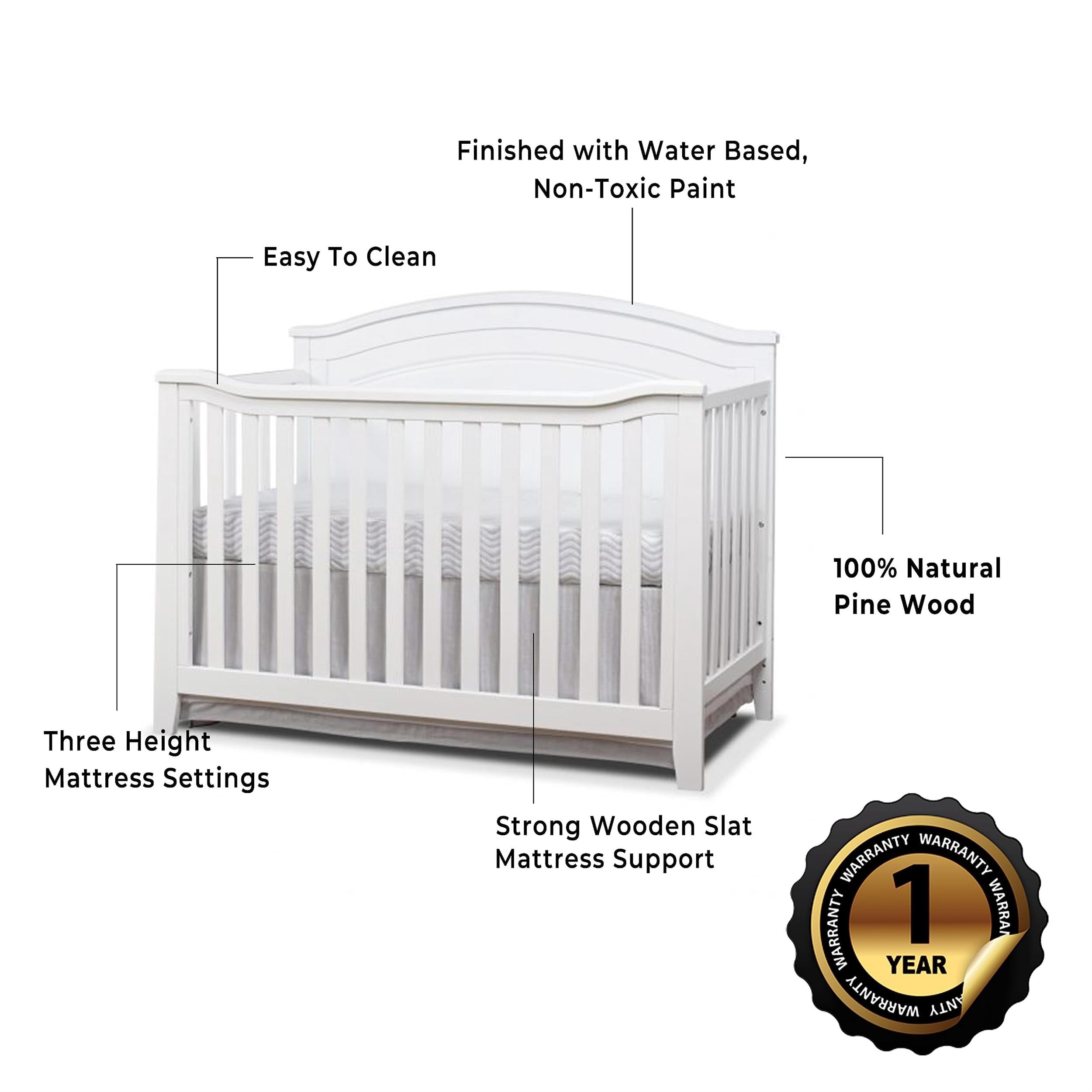 Sorelle Berkley Round Top 4 in 1 Crib - Gray - Image 5