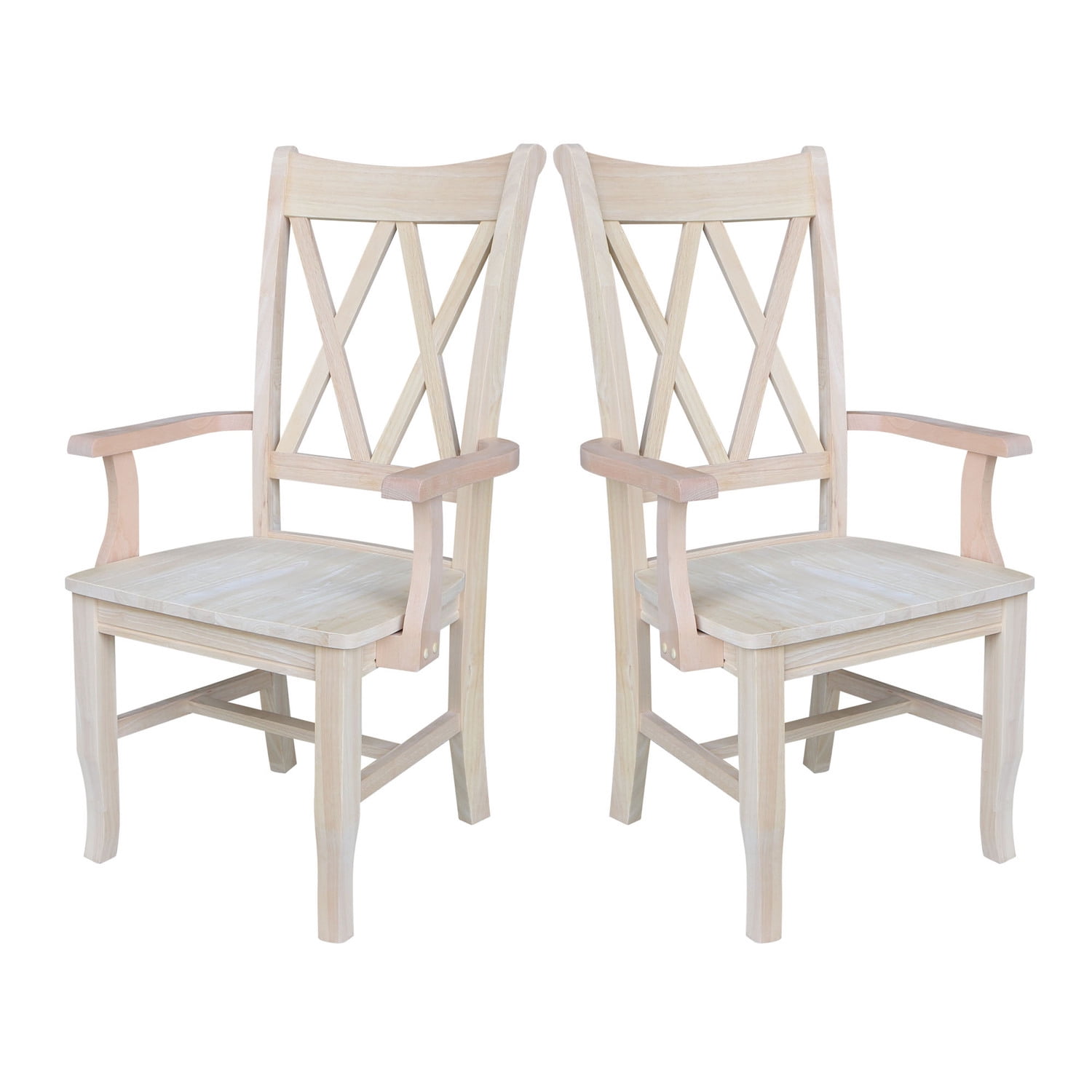 International Concepts Solid Wood Double X-Back Chair with Arms Ready to Finish - Image 6