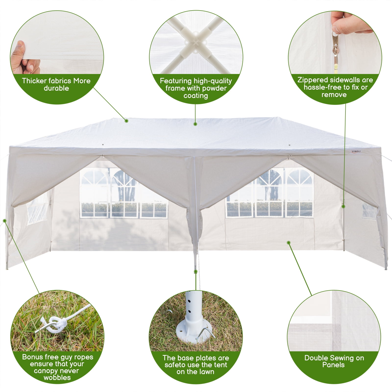 UBesGoo Canopy Wedding Tent Outdoor Camping Gazebo Canopy with 4 Sidewalls Canopy (10' X 20') - Image 4