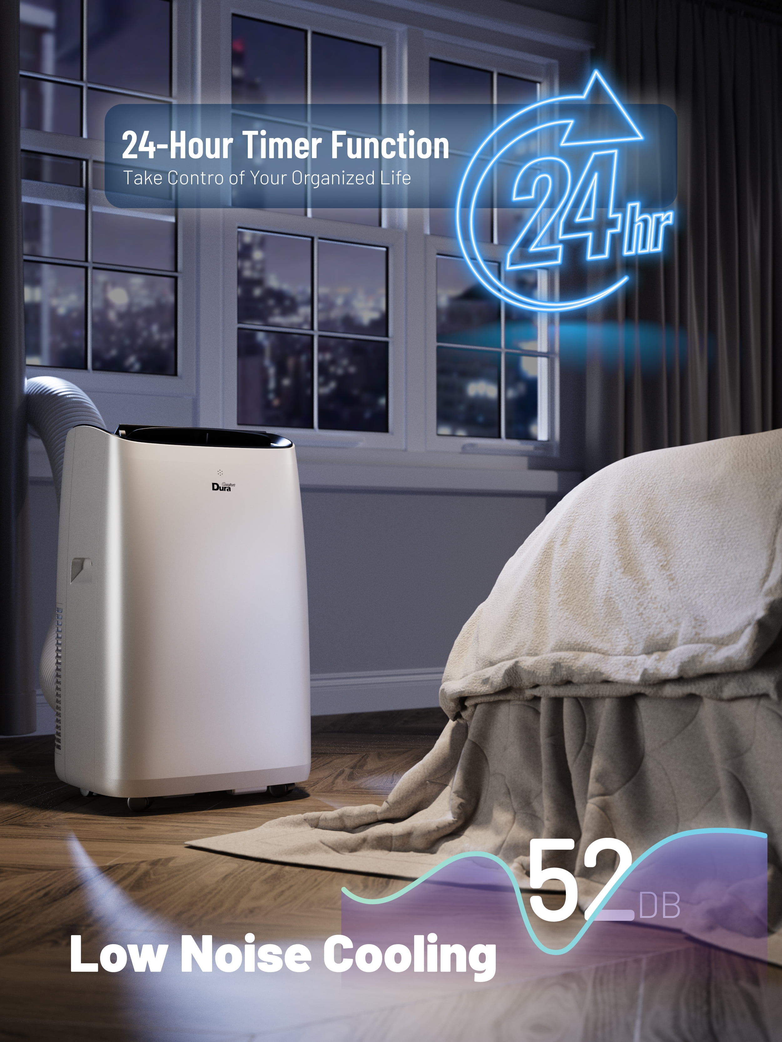 DuraComfort Portable Air Conditioners for Room, 8150BTU(12000 BTU Ashrae) Smart WiFi, Built-in Cool, Dehumidifier, Fan - Image 4