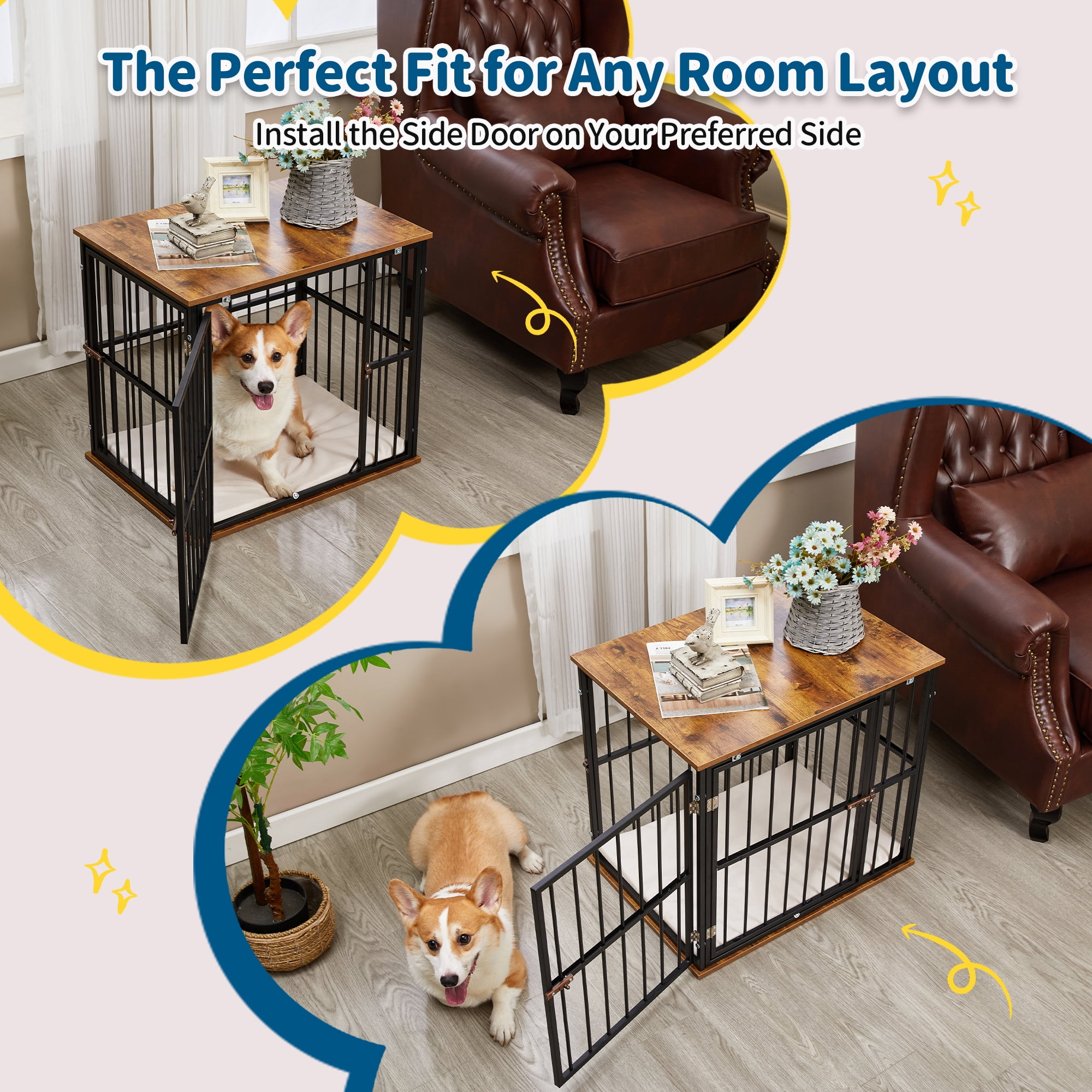 Made4Pets 2-Door Wooden Furniture Style Crate for Dogs with Cushion - Image 11