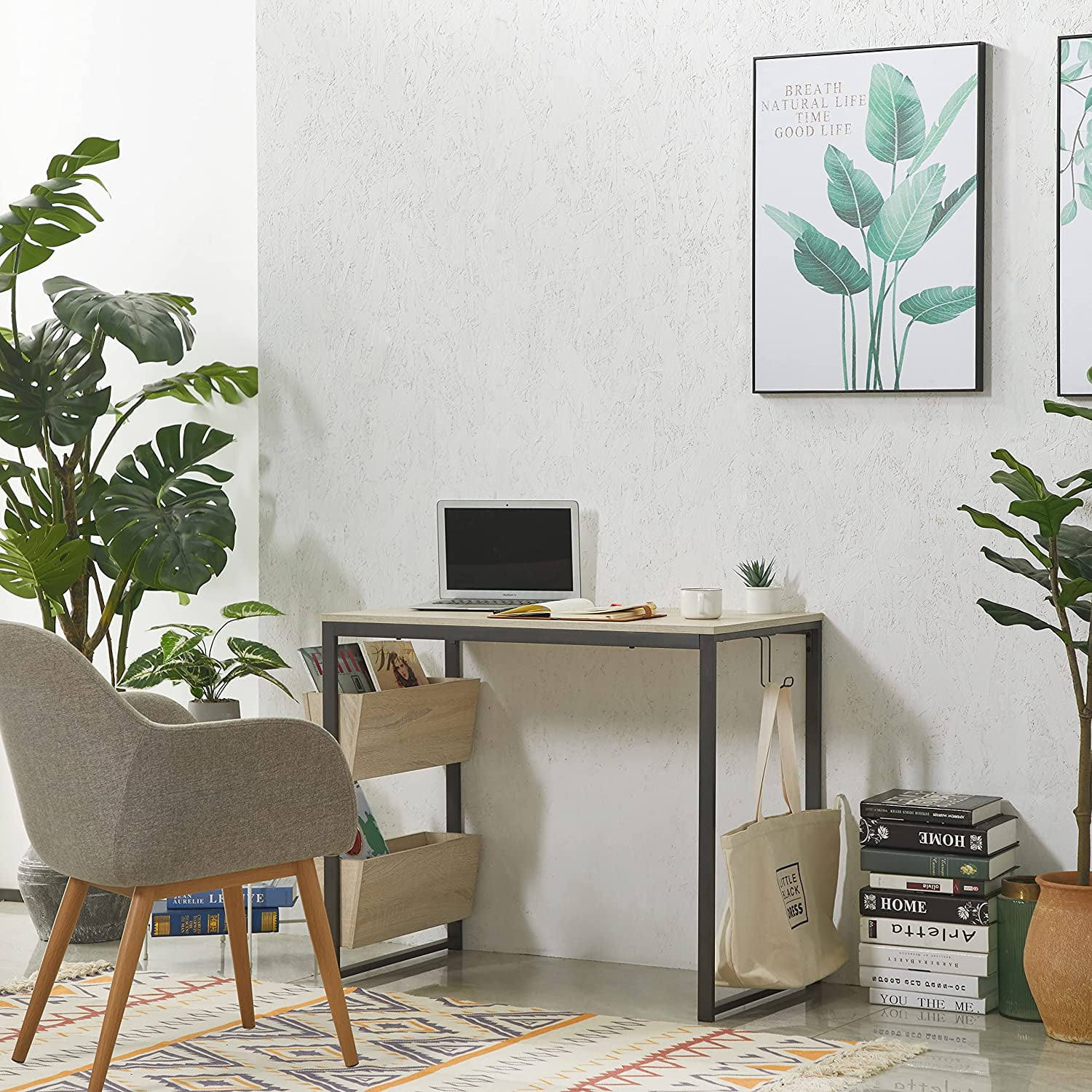 Caffoz Simple Computer Desk for Small Space, Natural - Image 3