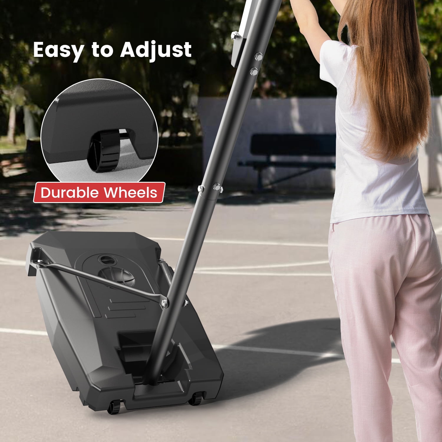 NEDYO Portable Basketball Hoop Goal System Outdoor Court 8.5ft Adjustable, HDPE Backboard Material - Image 5