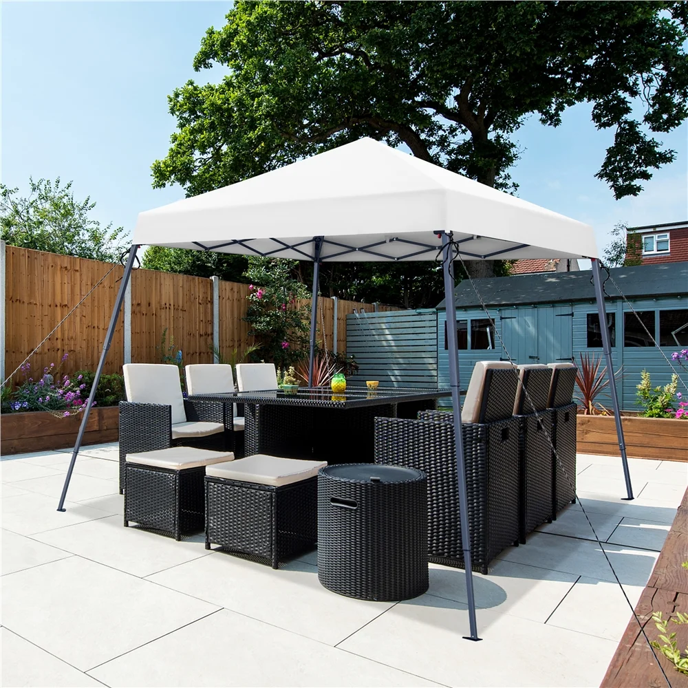 Alden design Pop-Up Canopy Outdoor Tent with Carrying Bag Sandbag Ropes Pegs, White - Image 3