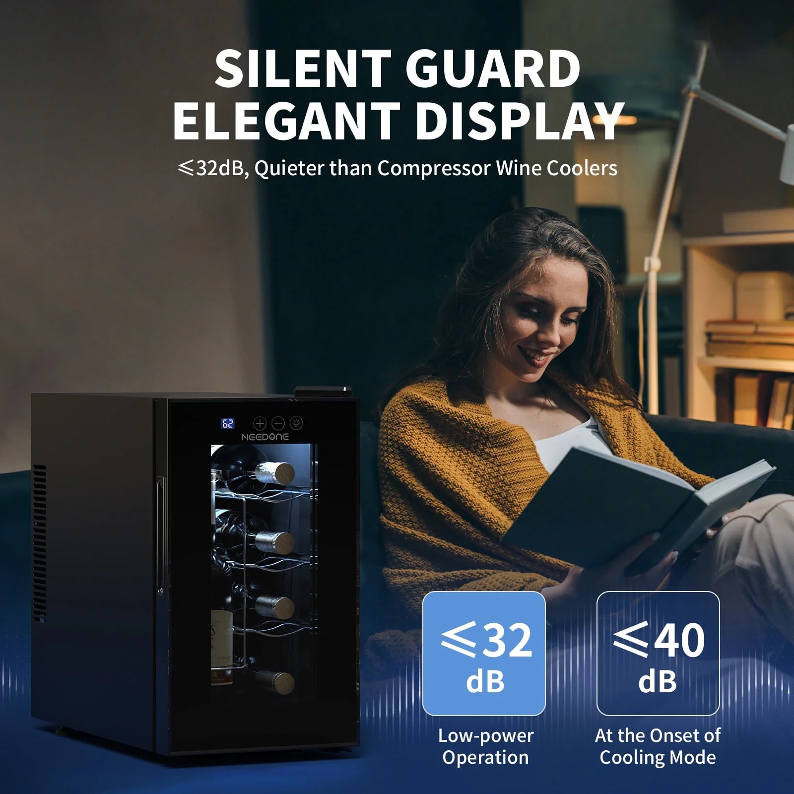 NEEDONE 8 Bottle Wine Cooler Refrigerator, Thermoelectric Wine Fridge Cellar ,Rapid Cooling,Touch Control, Ultra-Quiet & Energy Efficient,For Red White and Sparkling Wine ,Gifts for Women Men - Image 5