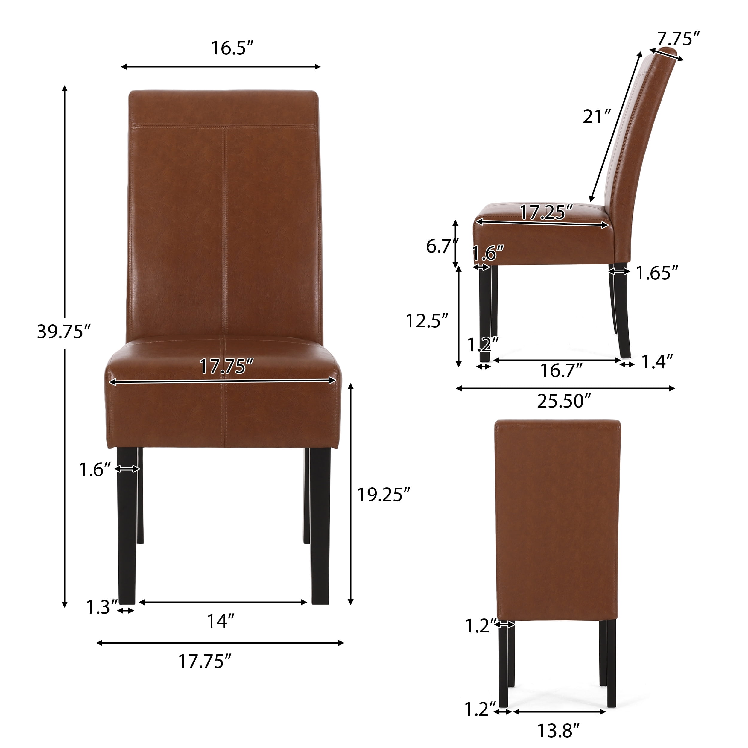 Noble House Braydon Contemporary Faux Leather Dining Chairs, Set of 2,Cognac Brown - Image 5