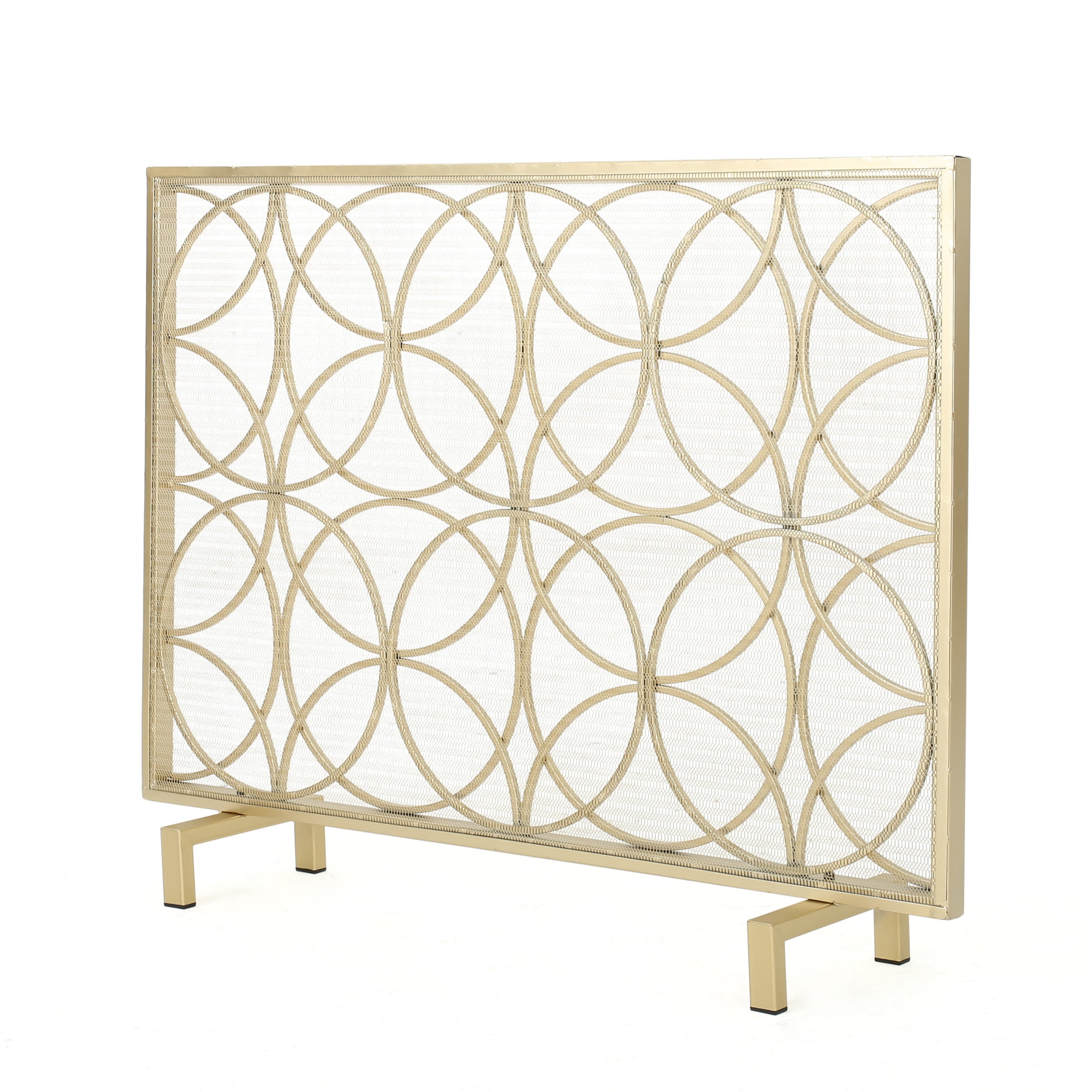 Noble House Emmilou Iron Single Panel Fireplace Screen, Gold - Image 3