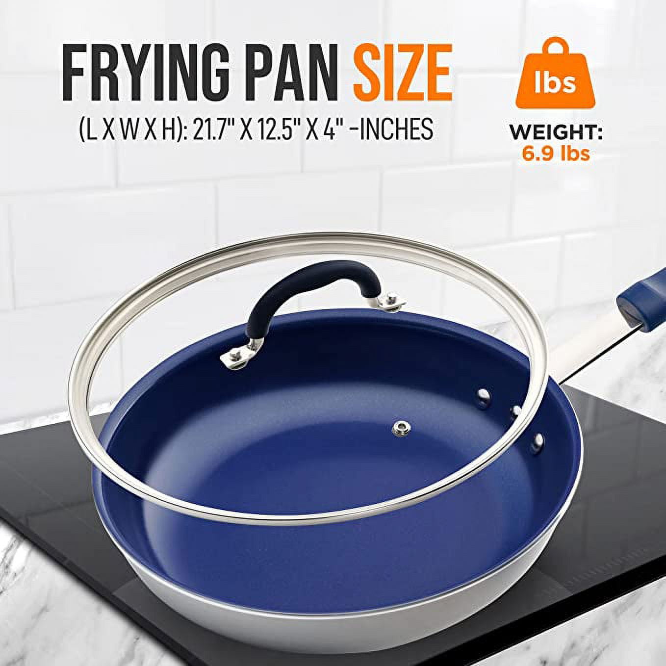 NutriChef Ceramic 12 Large Skillet Nonstick Frying Pan - NCFRLD12 - Image 4