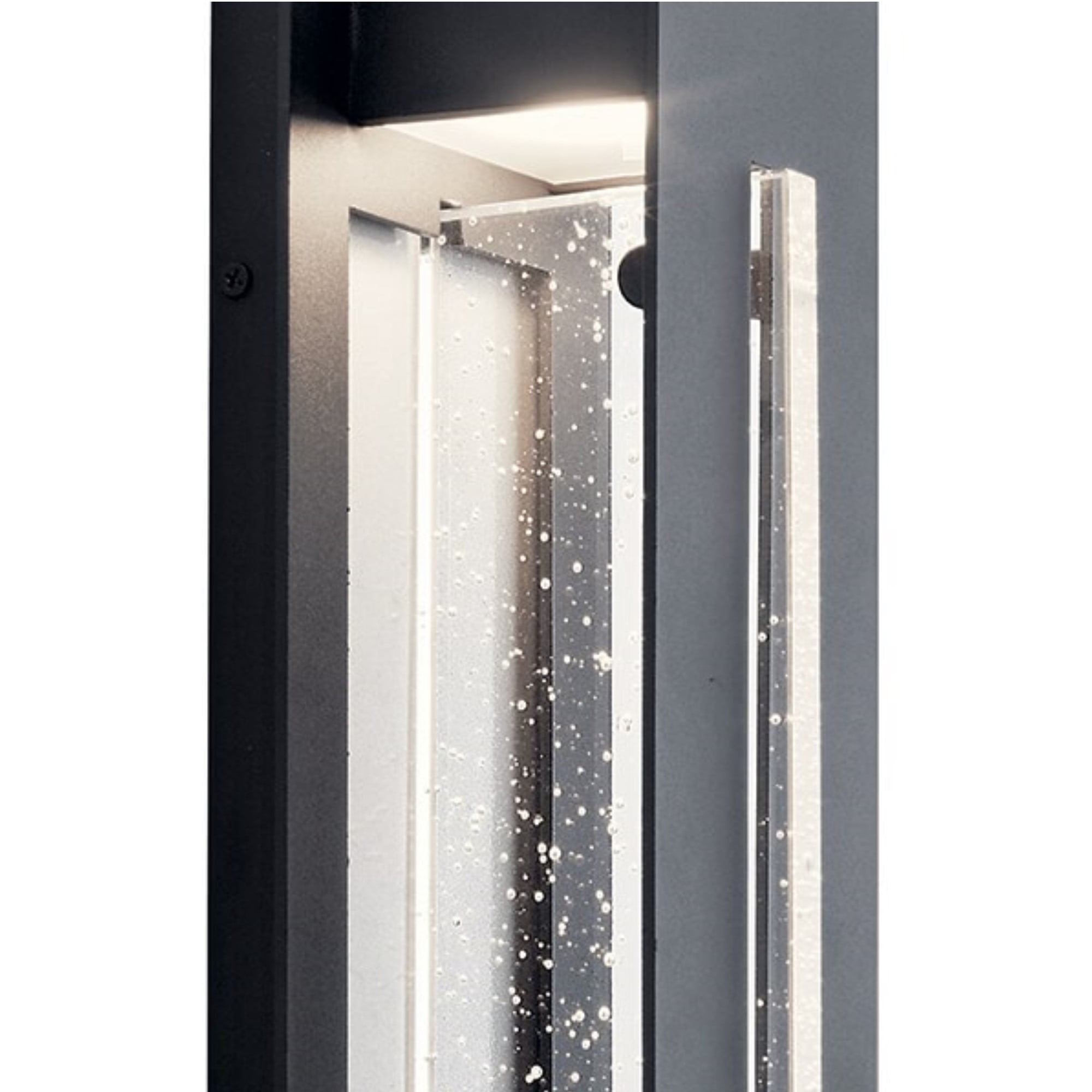 Kichler River Path 23" 1 Light Textured Black Integrated LED Outdoor Wall Sconce with Seeded Glass - Image 7