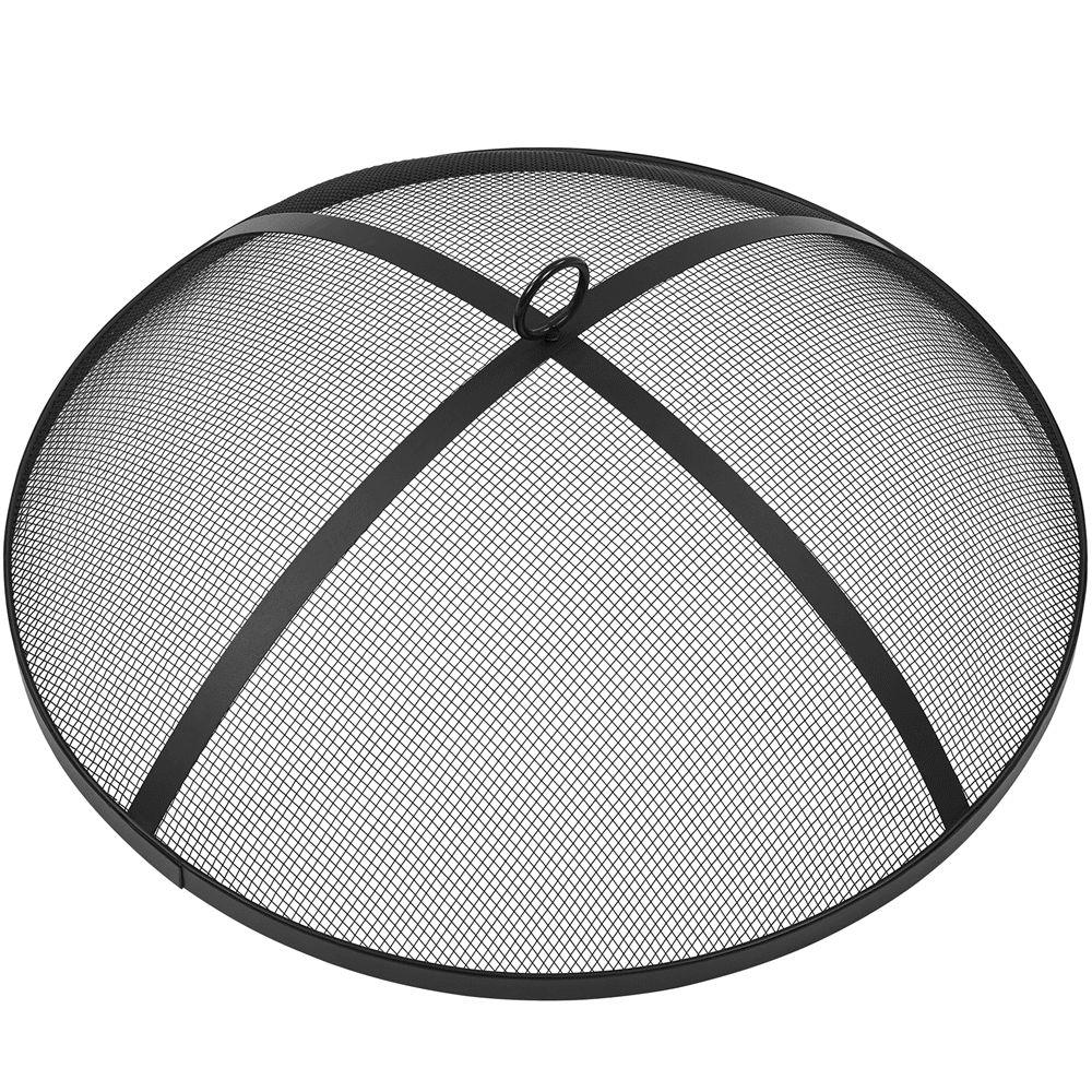Alden Design Iron Fire Pit with Poker Mesh Cover for BBQ Backyard Patio, Black - Image 7