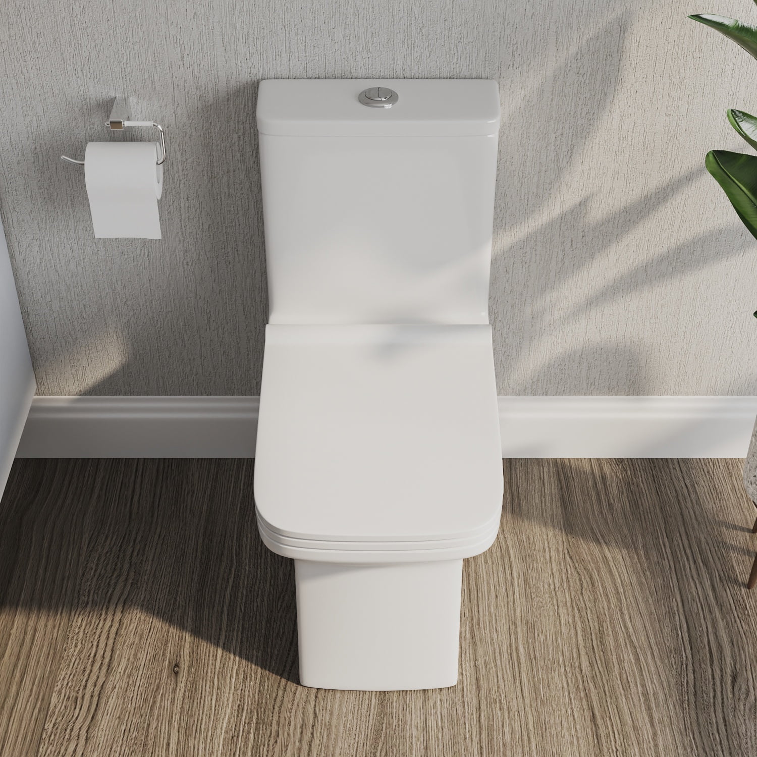 Ace One-Piece 0.8/1.28 GPF Dual-Flush Rectangular Floor Mounted Toilet in White (Seat Included) - Image 7
