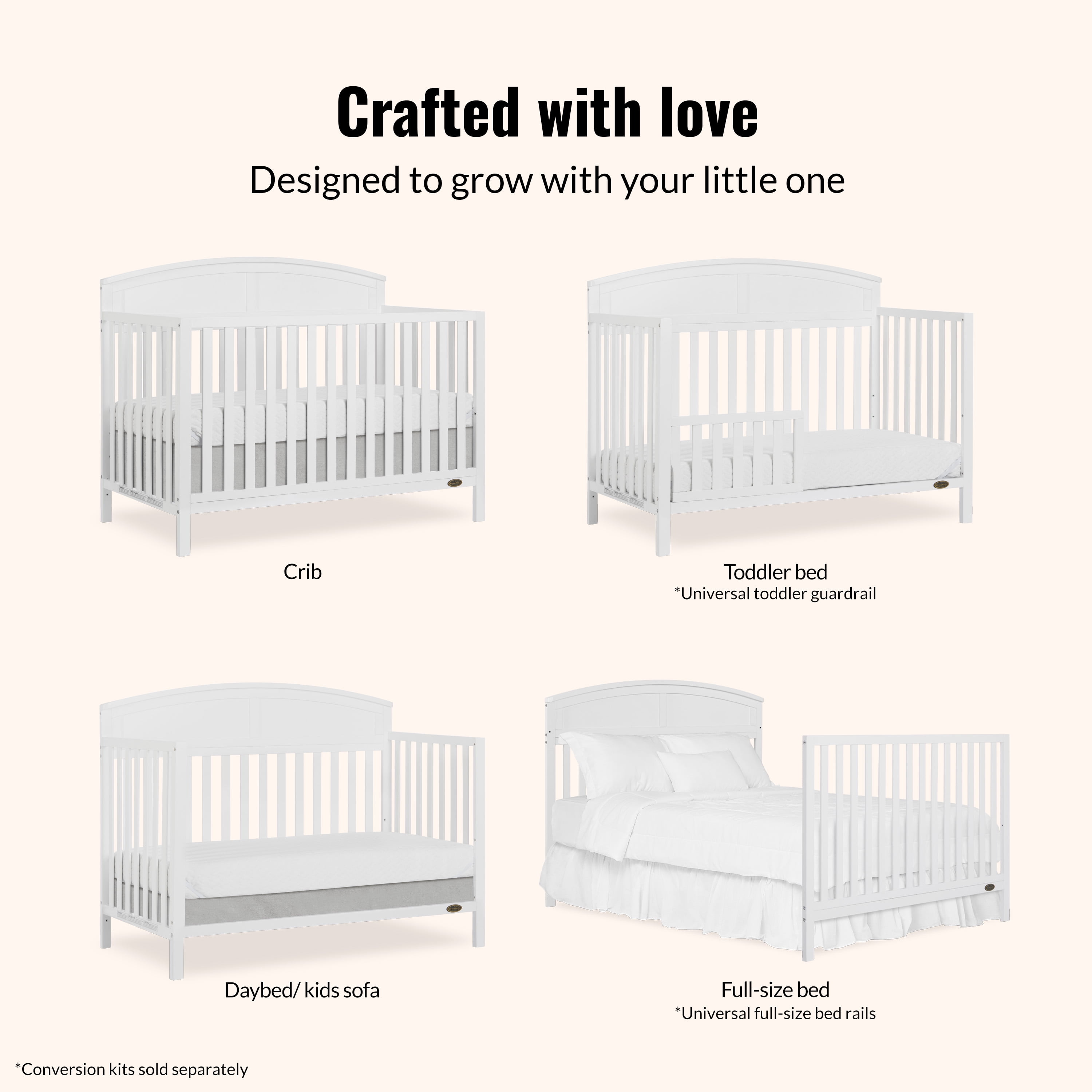 Dream On Me Storybrooke 5 in 1 Convertible Crib, White - Image 2