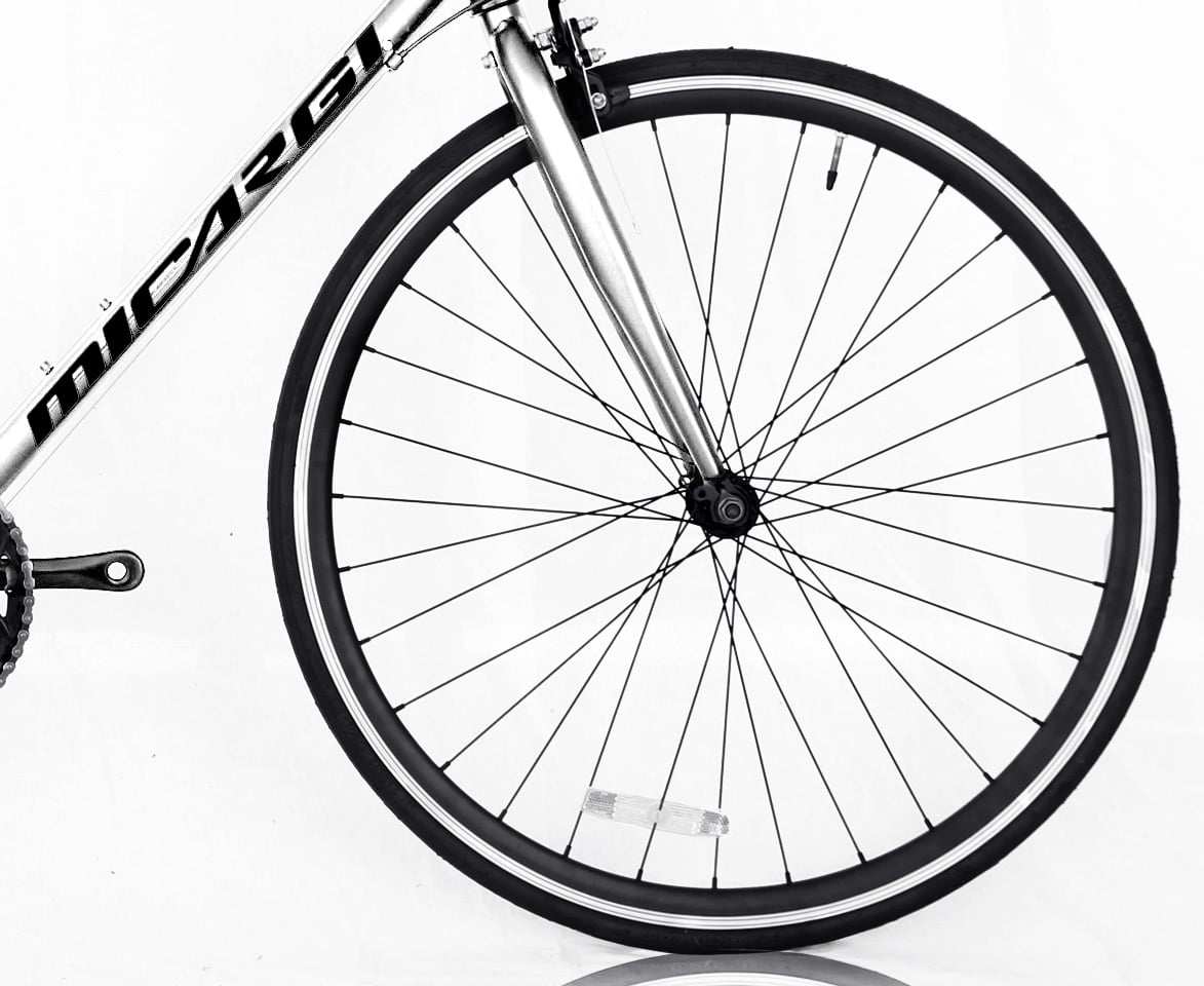 Wonder Wheels Road Bike 700C 53 cm Aluminum Frame White Shimano Tx-35 7 Speed Alloy Black Rims, Black Spokes 700C*1.5*14G*32H Tire: Black - White - Image 2