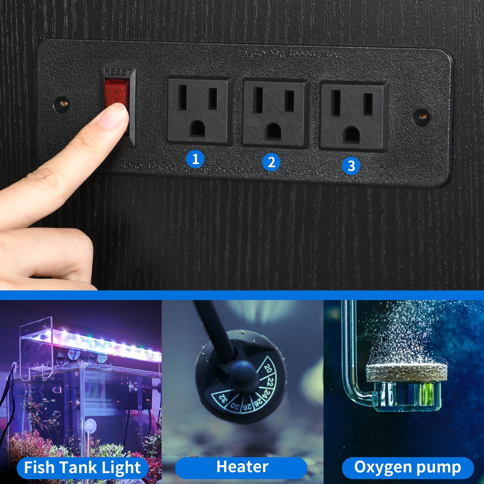 DEXTRUS Modern Heavy-Duty & Power Outlets Wooden Aquarium Stand, Black, 36.2L x 20.5W x 8.26H - Image 5