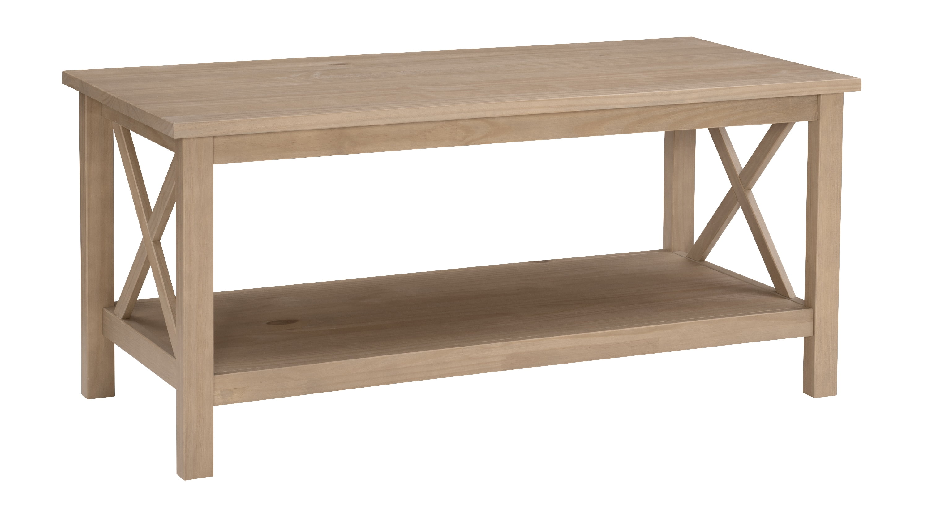 Linon Davis Farmhouse Coffee Table with Shelf, Driftwood - Image 11