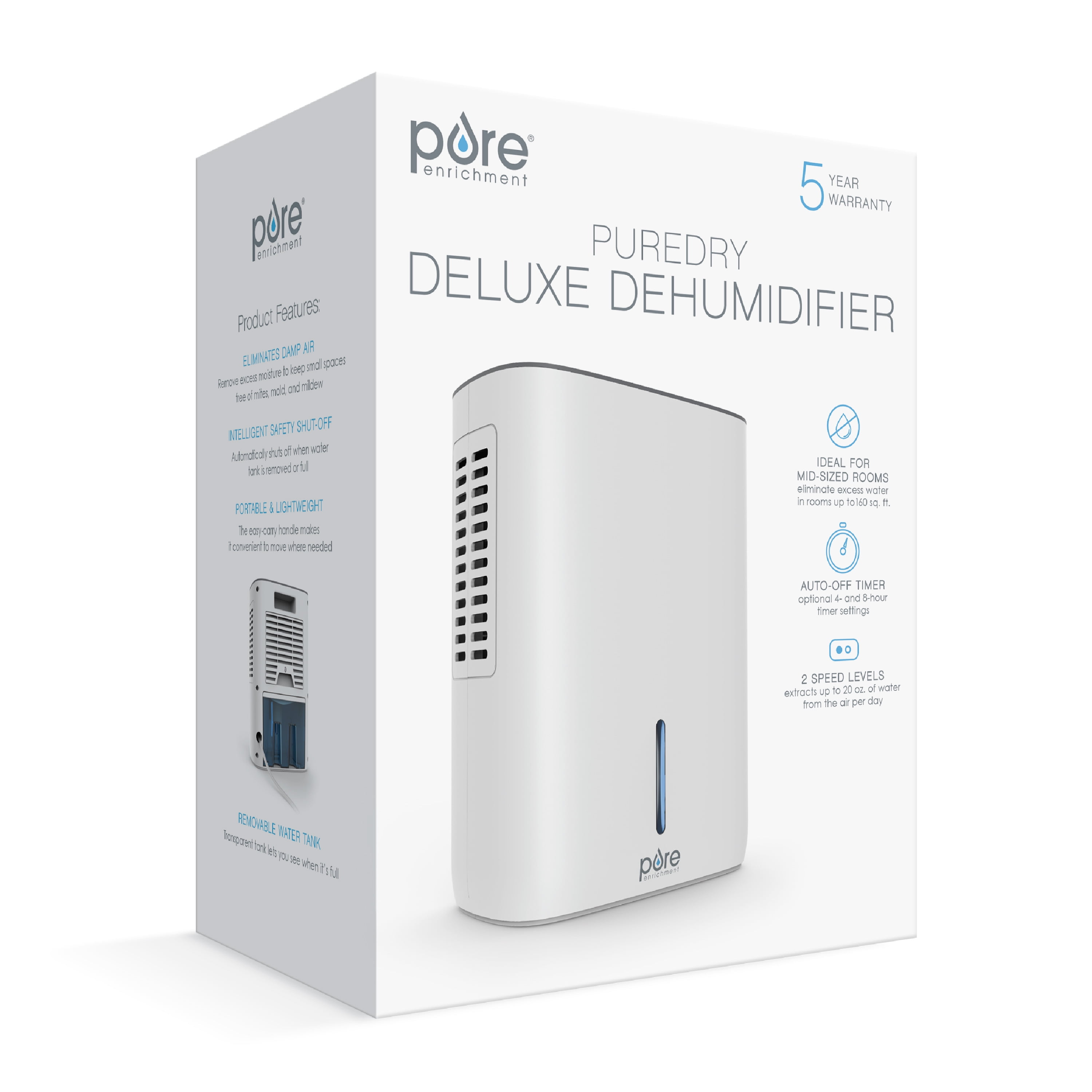 Pure Enrichment PureDry Deluxe Dehumidifier - Mid-Sized 1.5L Water Tank Eliminates 500ml/day in Excess Moisture from Closets, Bathrooms, Basements, Boats, Kitchens and Other Small to Mid-Sized Areas - Image 7