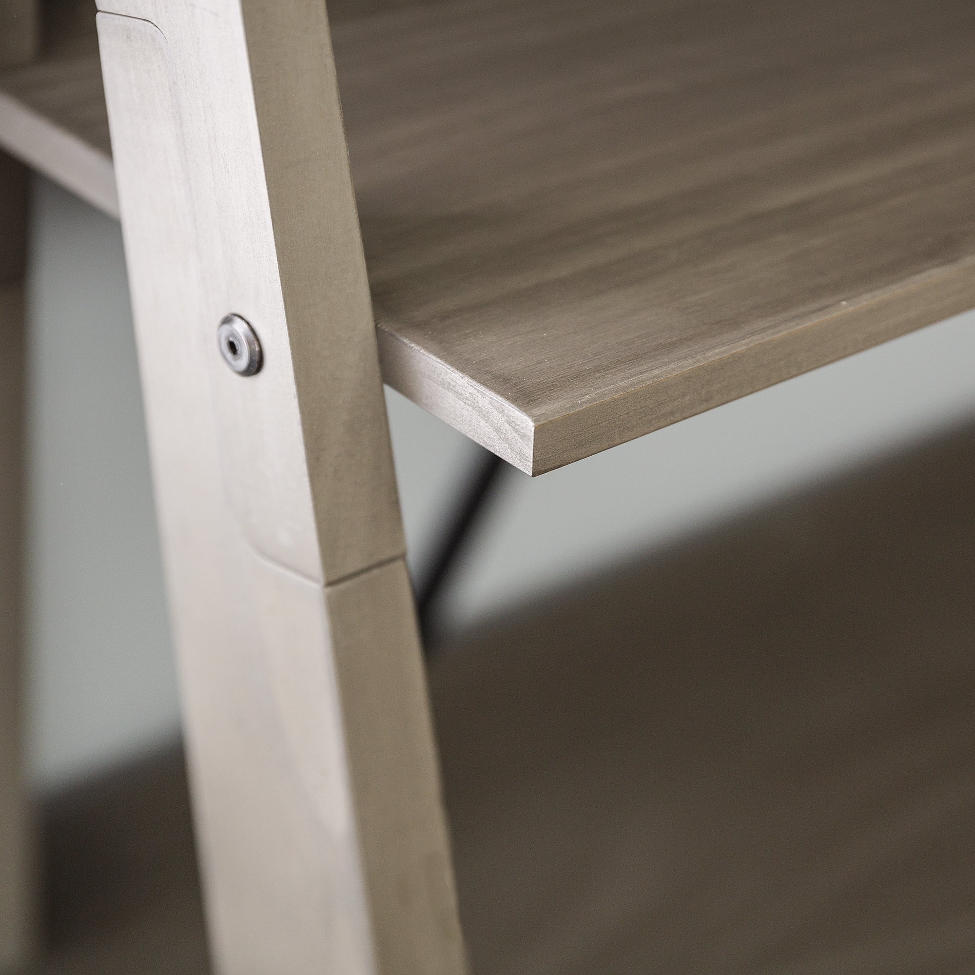 Frankie 68" Solid Wood Ladder Bookcase with 4-Fixed Shelves in Gray - Image 12