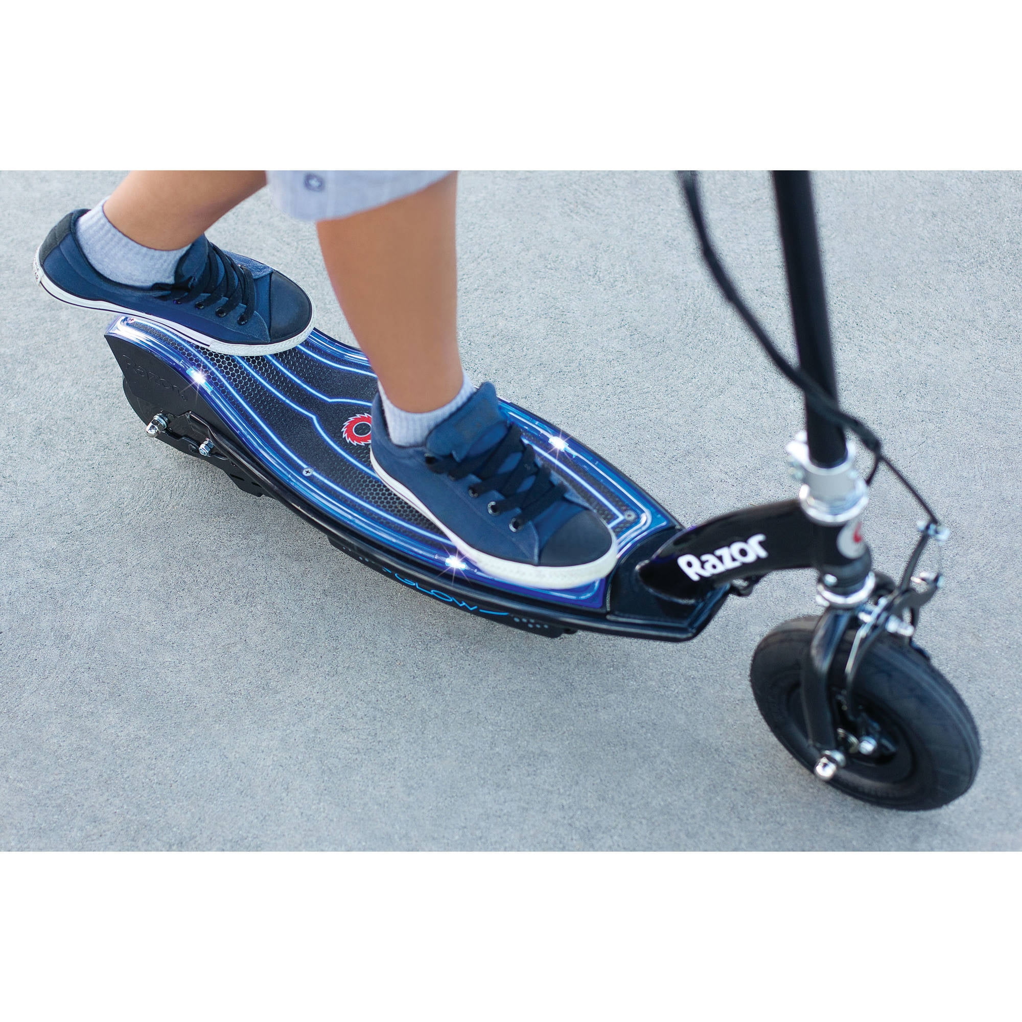 Razor E100 Glow Electric Scooter for Kids Age 8+, LED Light-Up Deck, 8" Air-filled Front Tire - Image 8