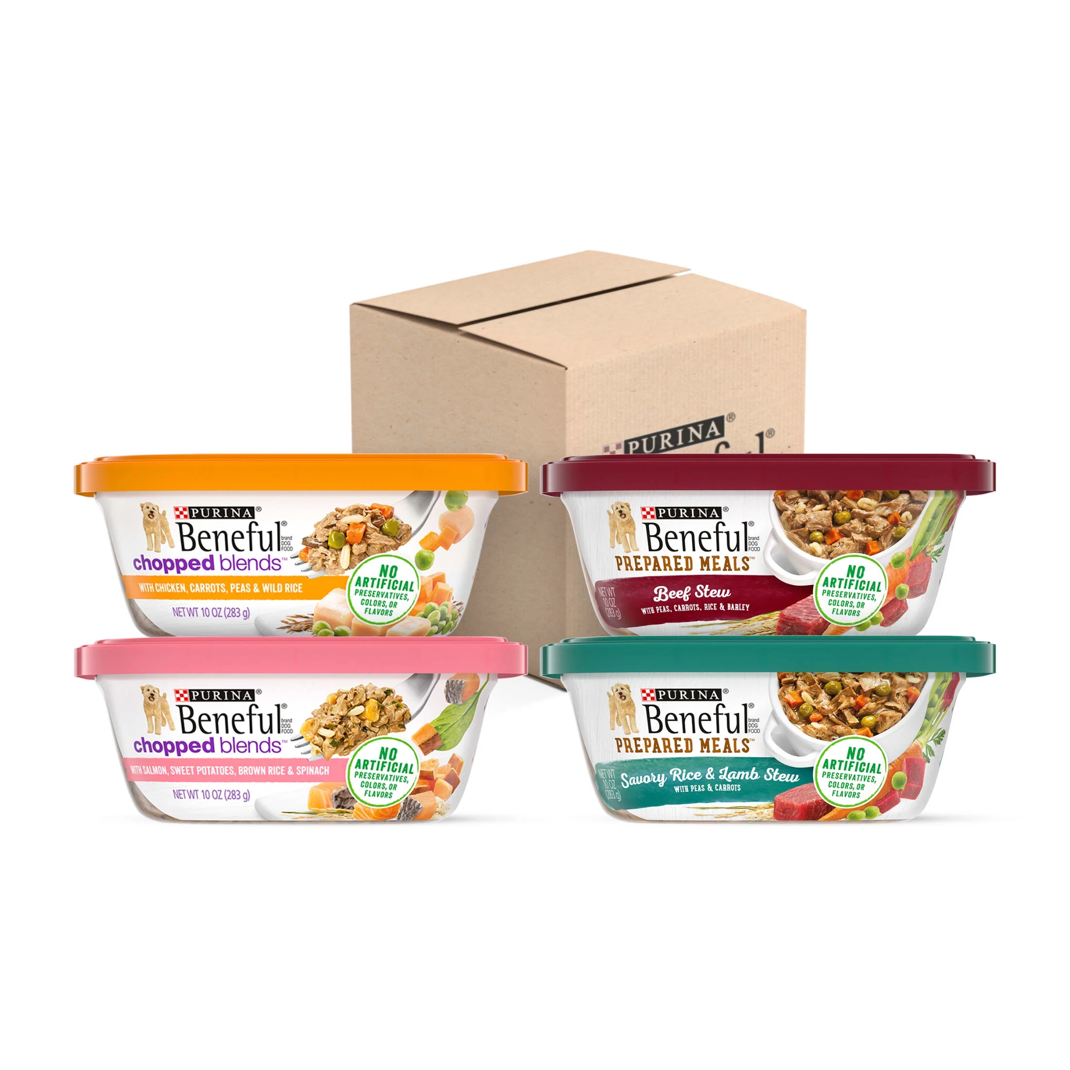 (3 pack) Purina Beneful Chopped Blends Wet Dog Food Soft Beef, Chicken, Salmon & Lamb, 10 oz Tubs - Image 2