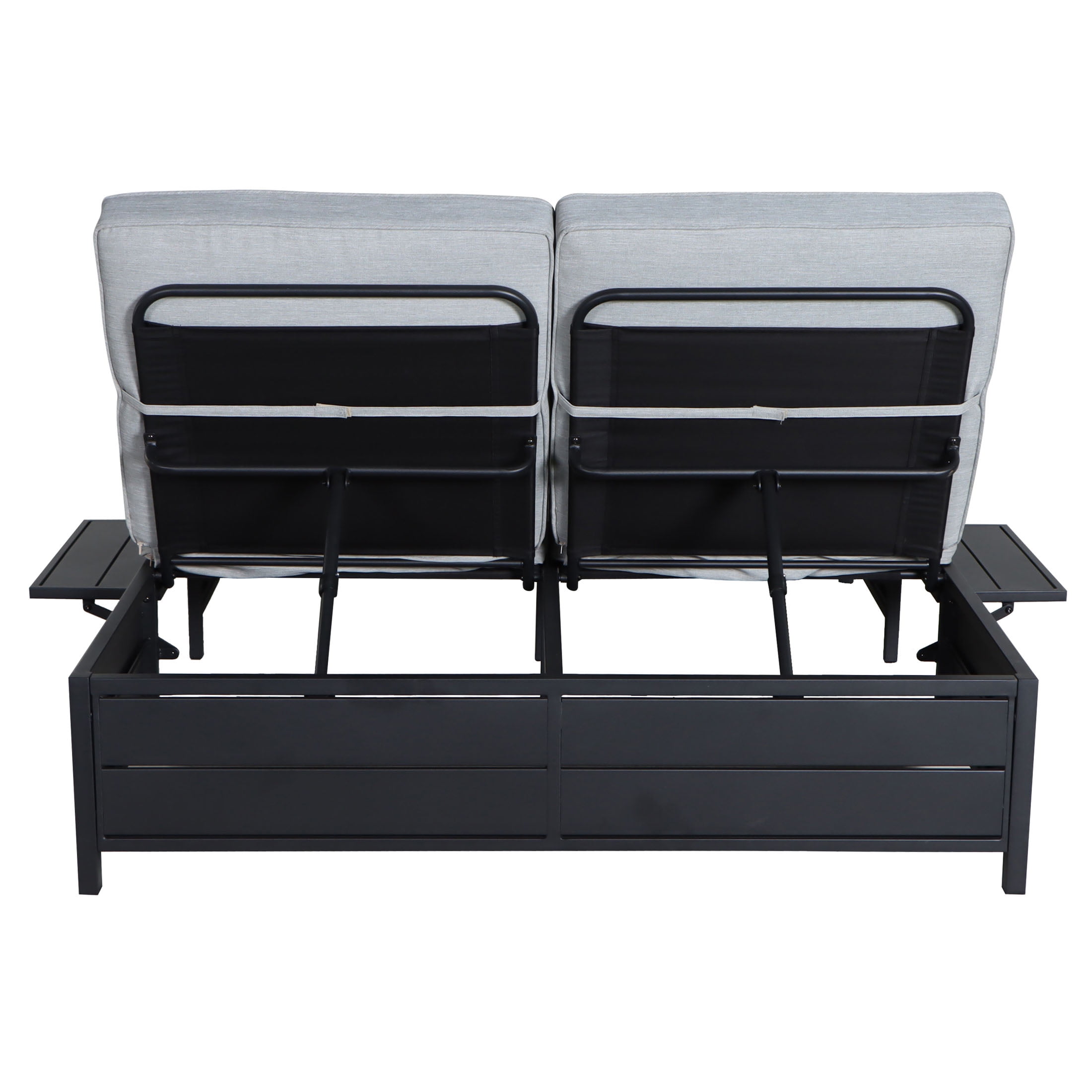 Mainstays Asher Springs Outdoor Double Chaise Lounge Bench- Black & Gray - Image 9
