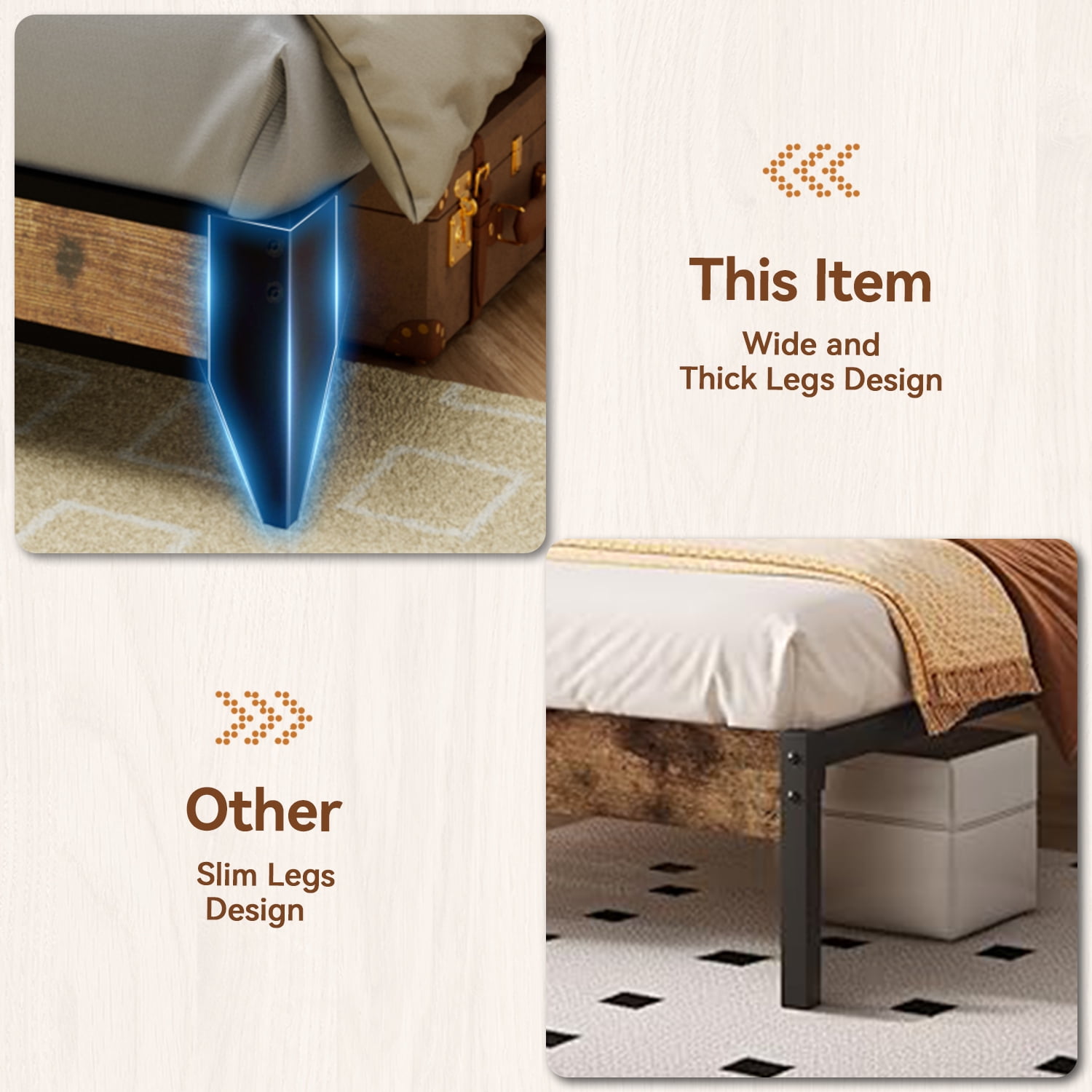 Behost Platform Beds,Queen Bed Frame with Fabric Upholstered Headboard - Image 10