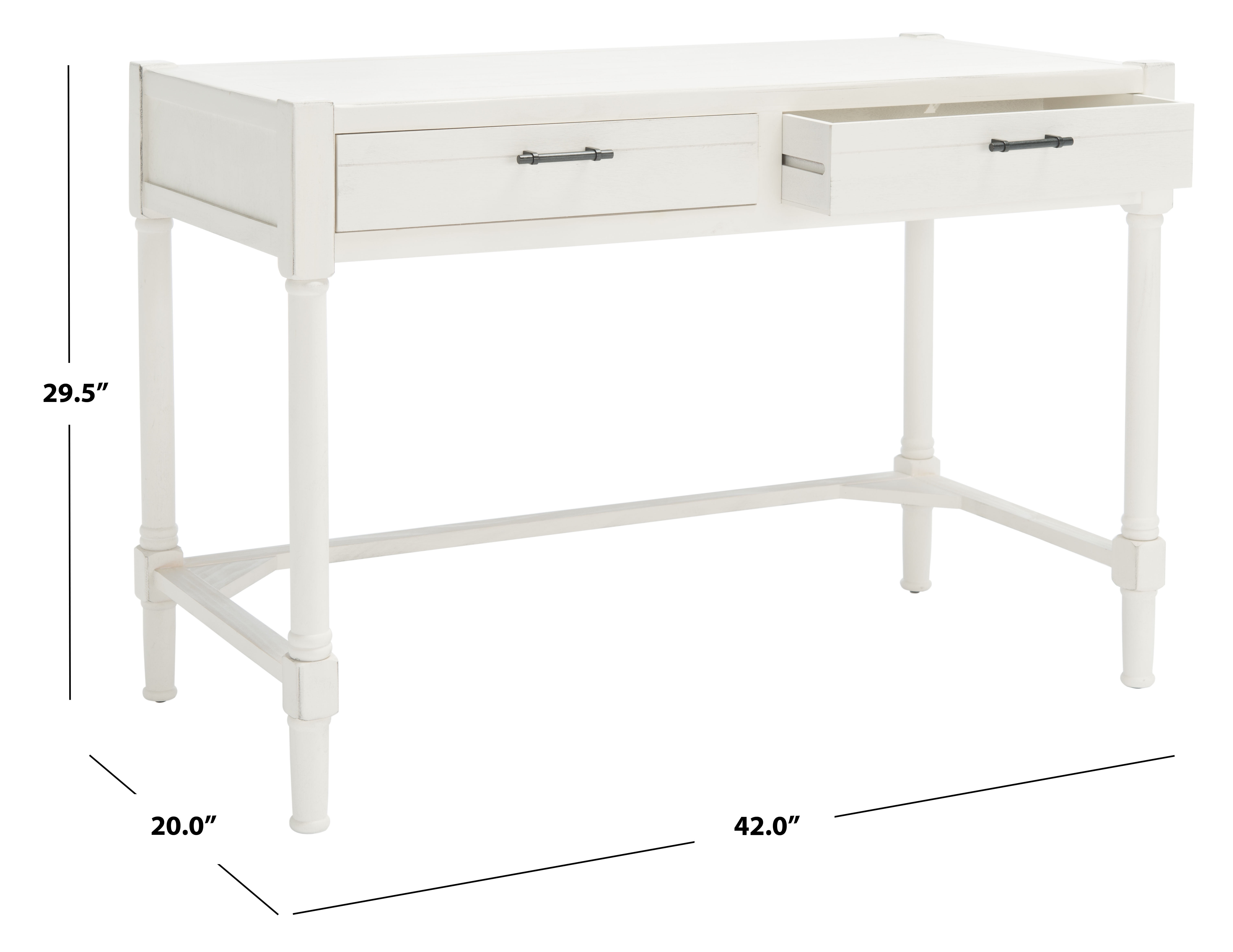 SAFAVIEH Filbert Solid Retro 2-Drawer Writing Desk, Distressed White - Image 4