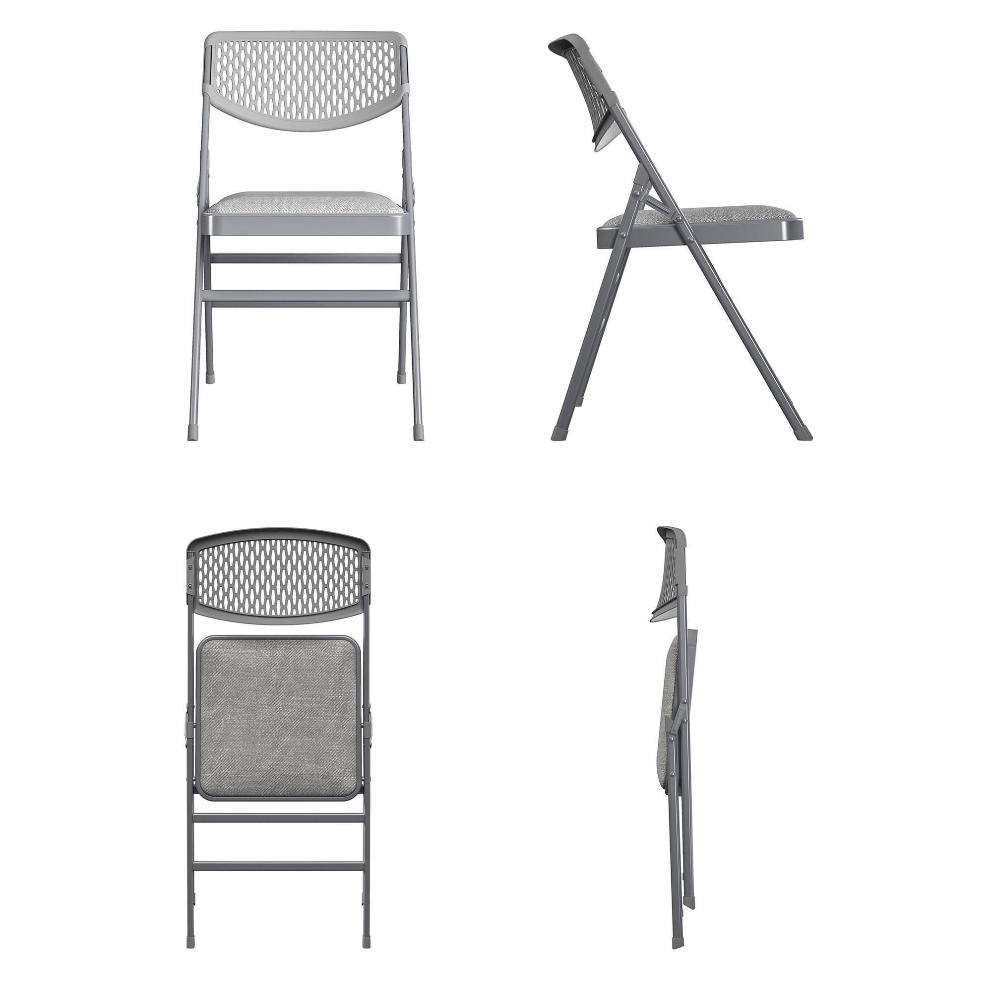 COSCO Ultra Comfort Commercial XL Premium Fabric Padded Folding Chair, Gray, 4-Pack - Image 2