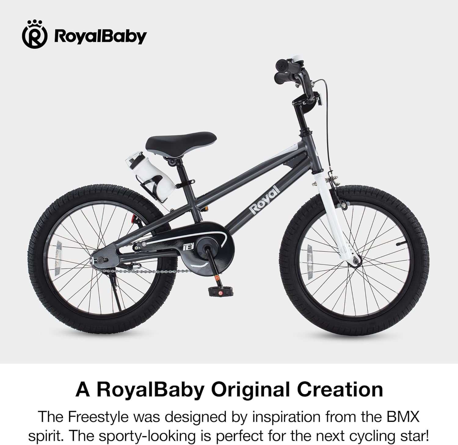 Royalbaby Freestyle 18" Kids Bicycle for Boys Girls, Ages 6-9 Years, Black - Image 2