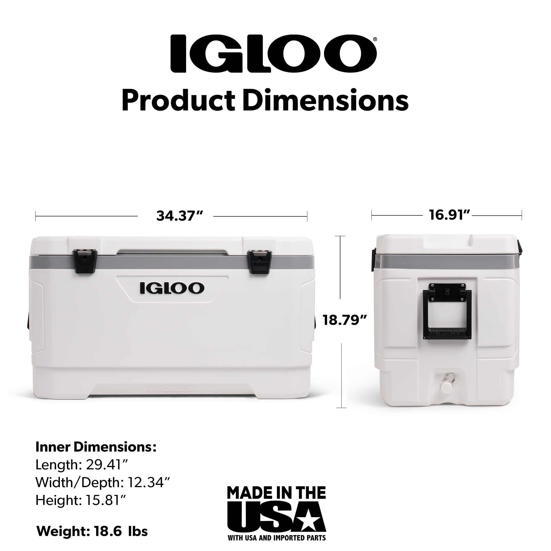 Igloo 100 QT Latitude Marine Ultra Hard-Sided Cooler, White and Moonscape Gray - Image 2