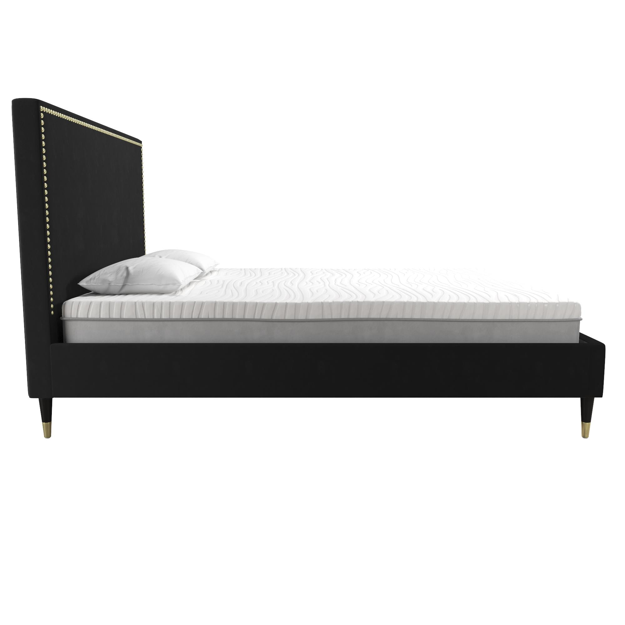 CosmoLiving by Cosmopolitan Audrey Upholstered Bed, Black Velvet, Queen - Image 10