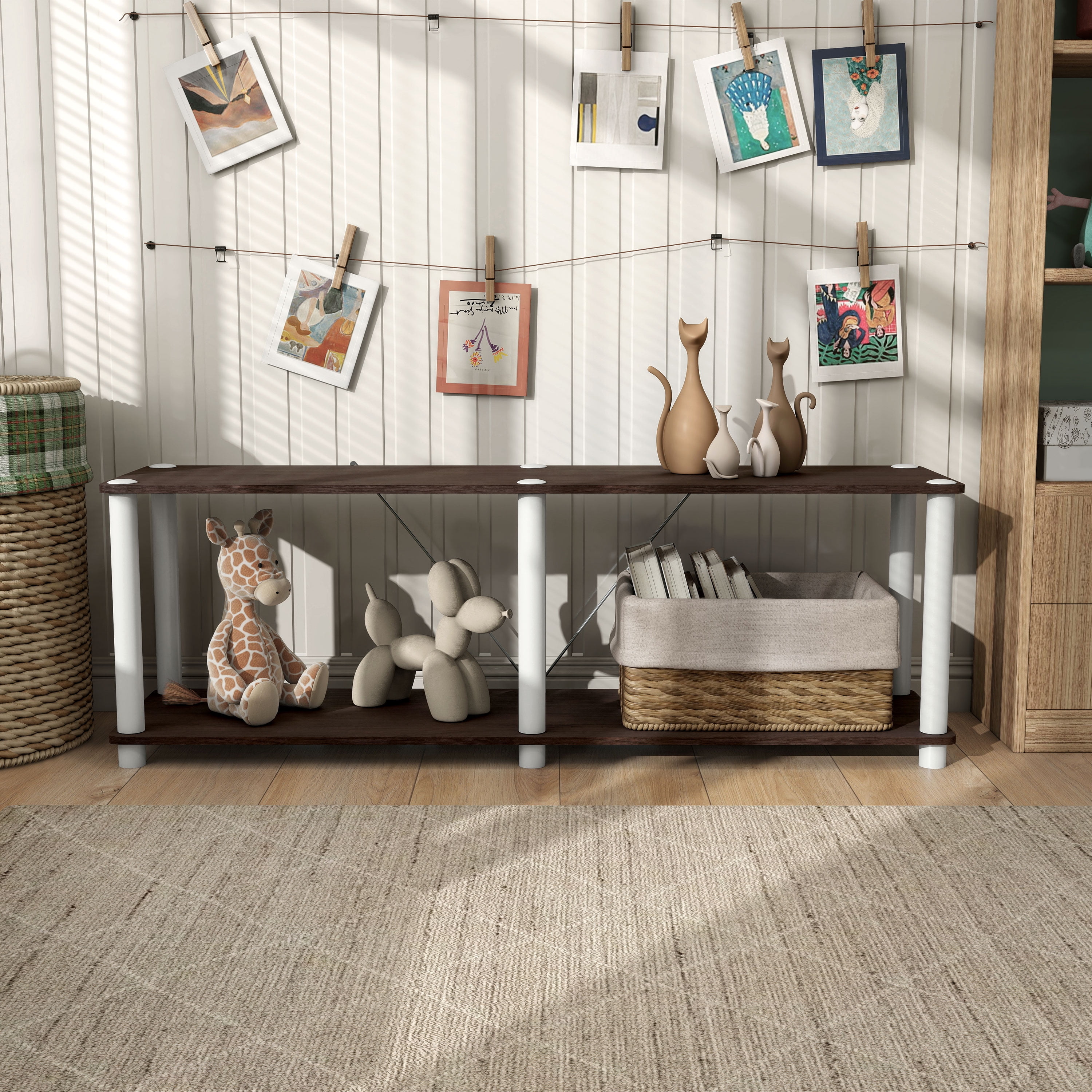 Furniture of America Brooks Adult Open Display Shelf Bookcase, 2-Tier 47-inch TV Stand, Espresso - Image 3