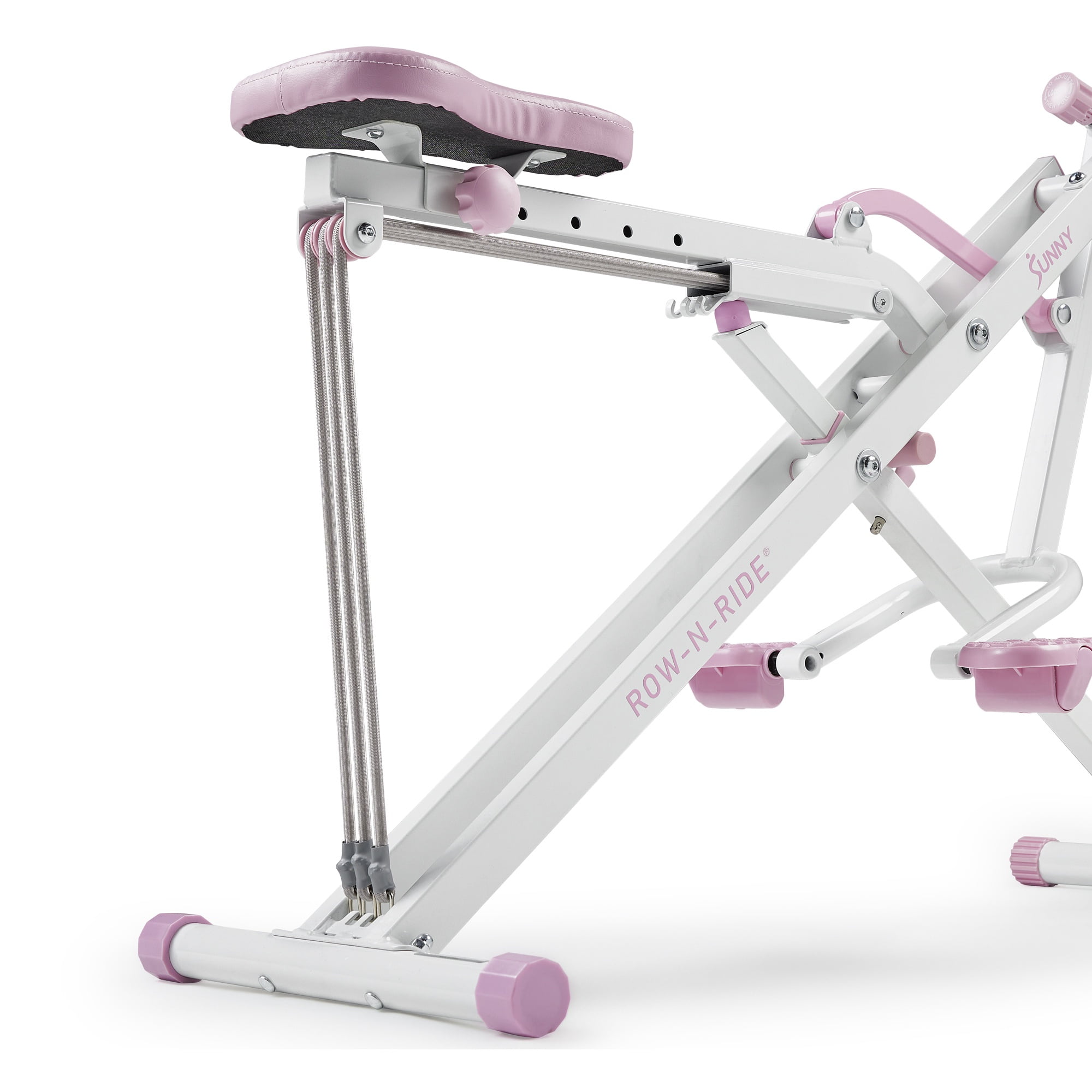 Sunny Health & Fitness Pink Row-N-Ride Plus, Squat Assist Rower for Glutes and Full Body Workout, 330 LB Capacity and Free Access to SunnyFit App - P2100SMART - Image 4