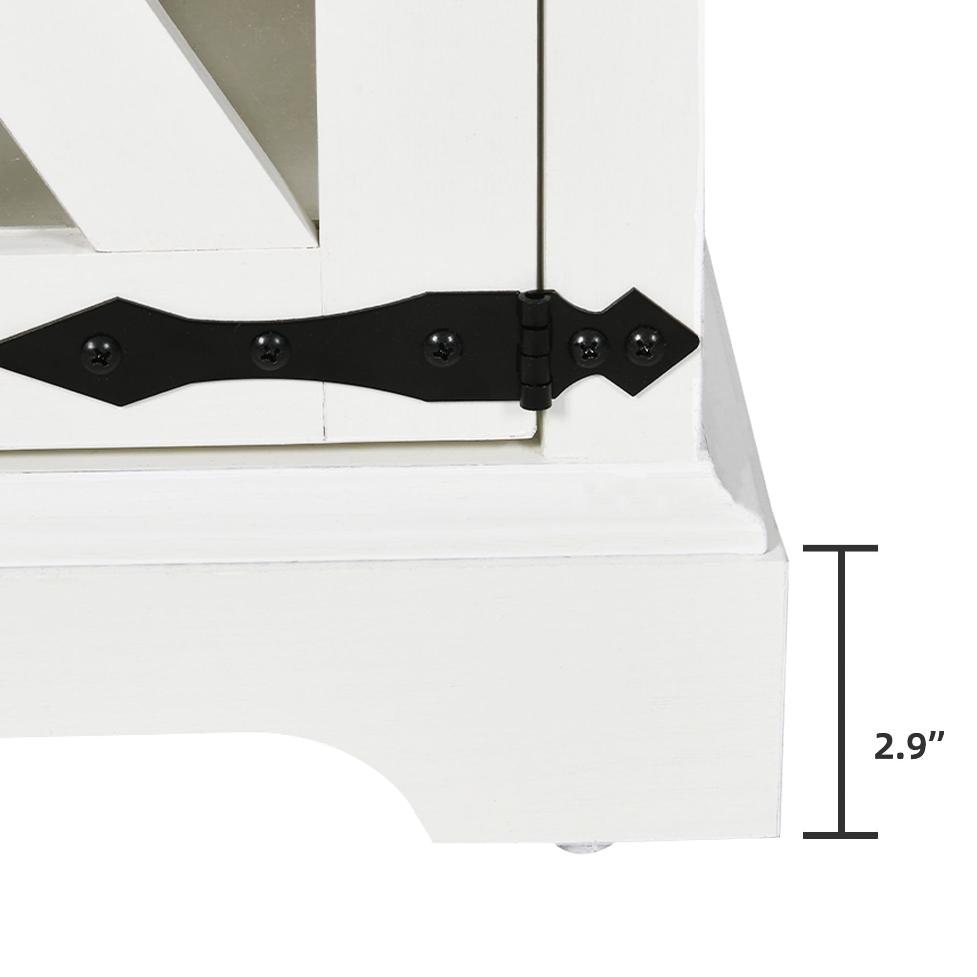 DEXTRUS Farmhouse Nightstand End Table with Charging Station and LED Lights, Side Table with Door & Storage Shelf Nightstand for Living Room Bedroom - White - Image 5