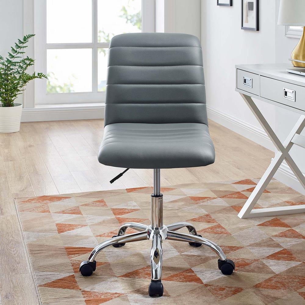 Modway Ripple Modern Vinyl Armless Mid Back Office Chair in Gray - Image 8