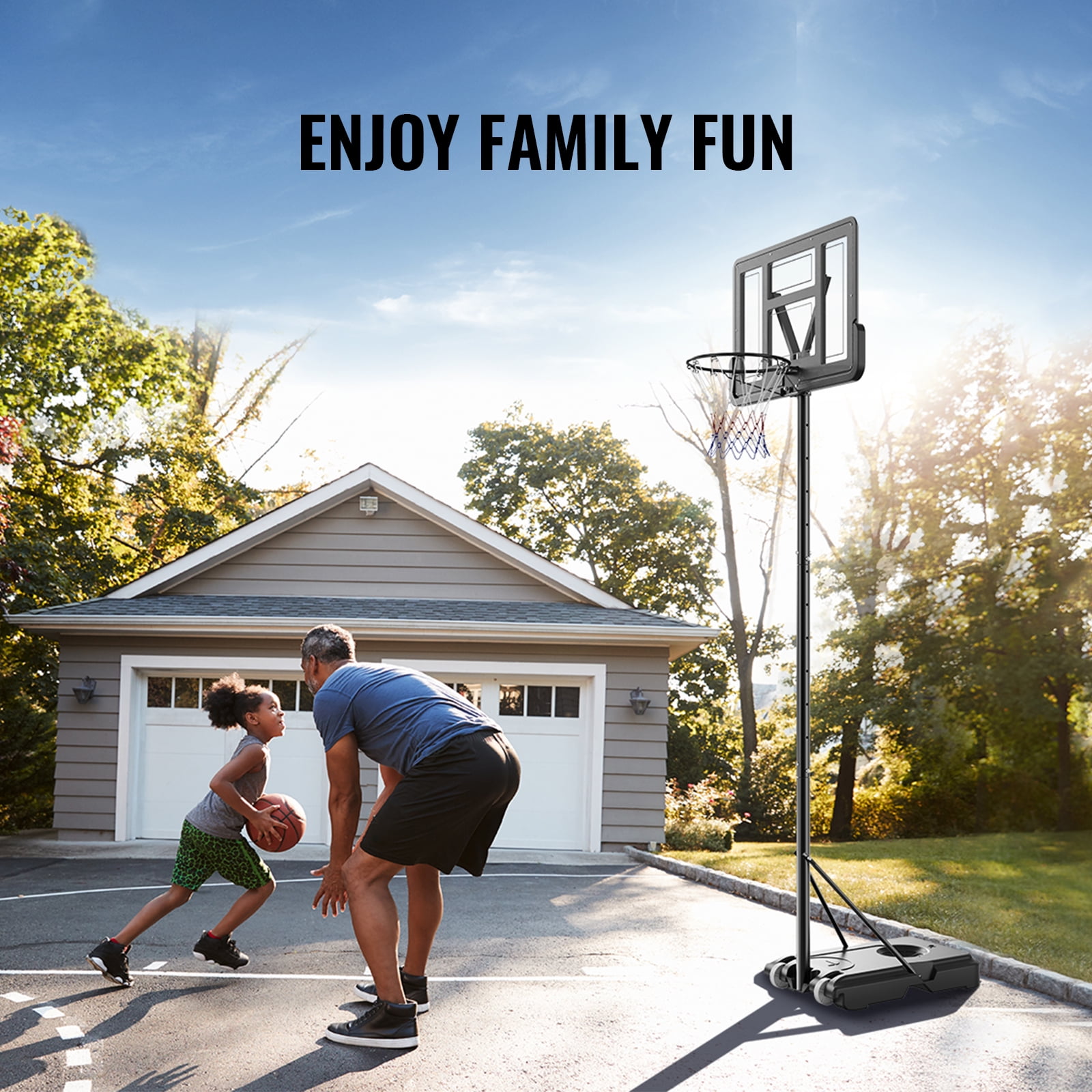 KFFKFF 4-10ft Adjustable Basketball System with 44" Shatterproof Backboard - Image 6